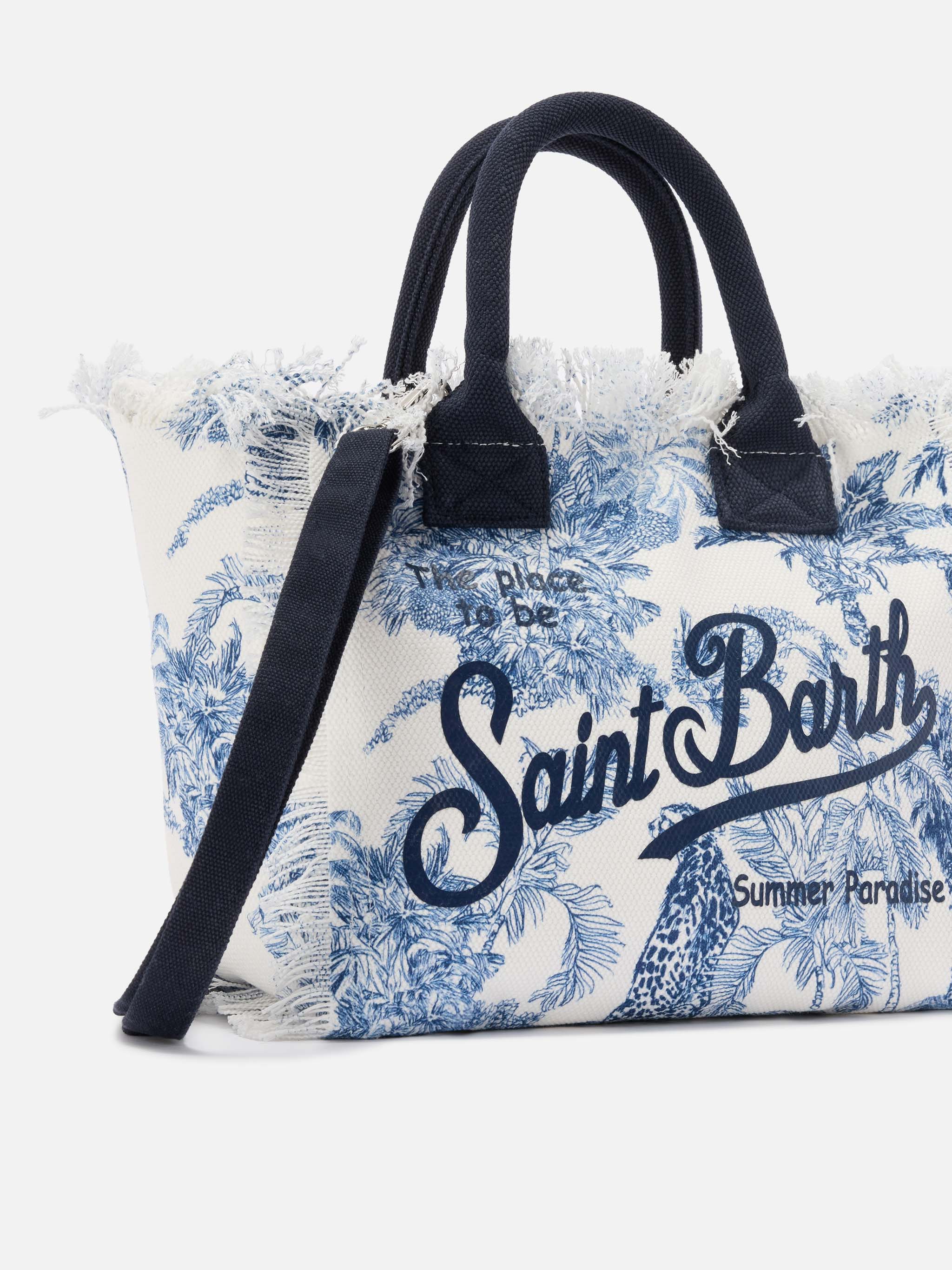 Colette canvas bag with blue toile de Jouy print - Image 3