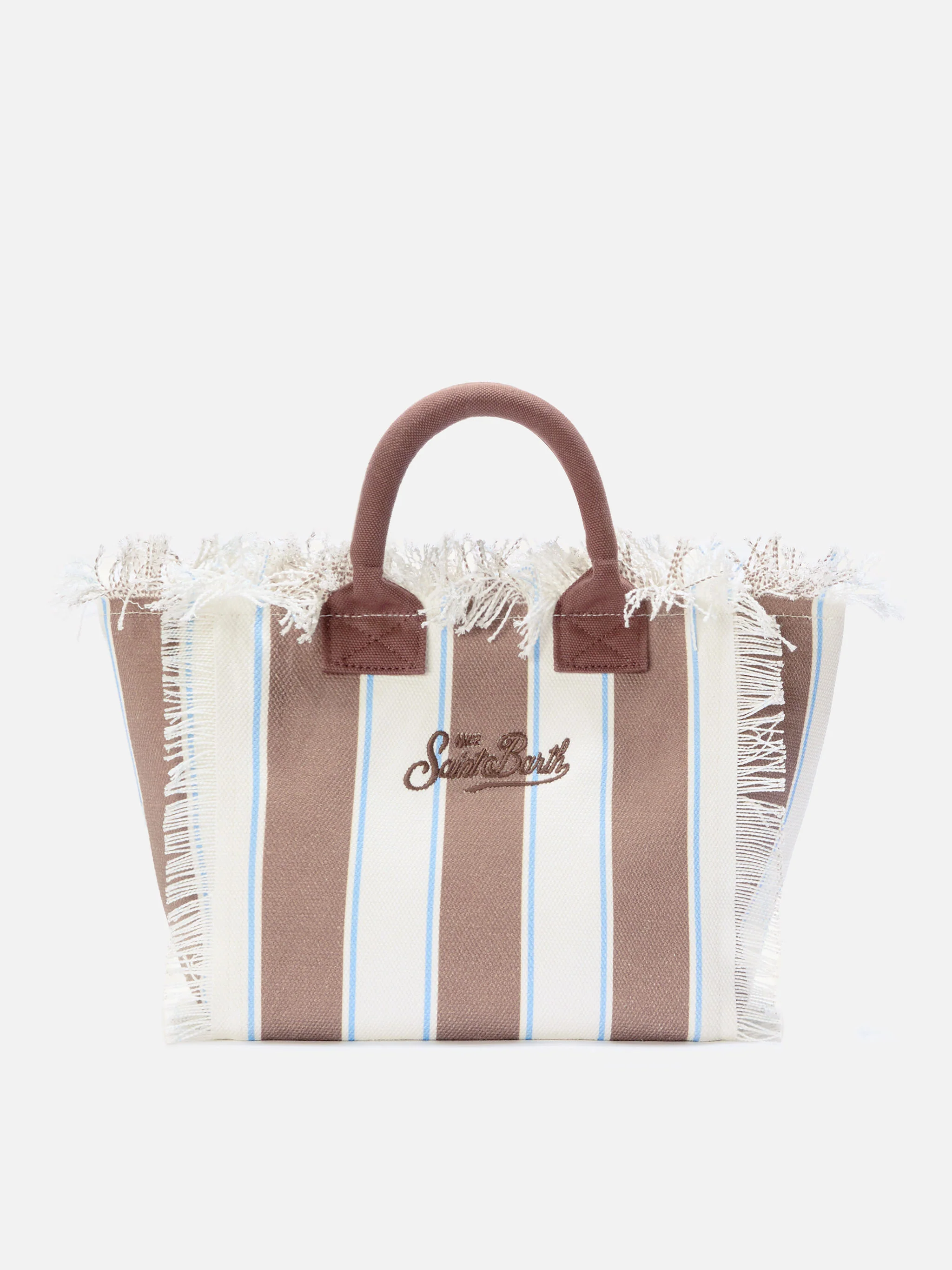 Colette canvas bag with brown stripes and embroidered logo - Image 4