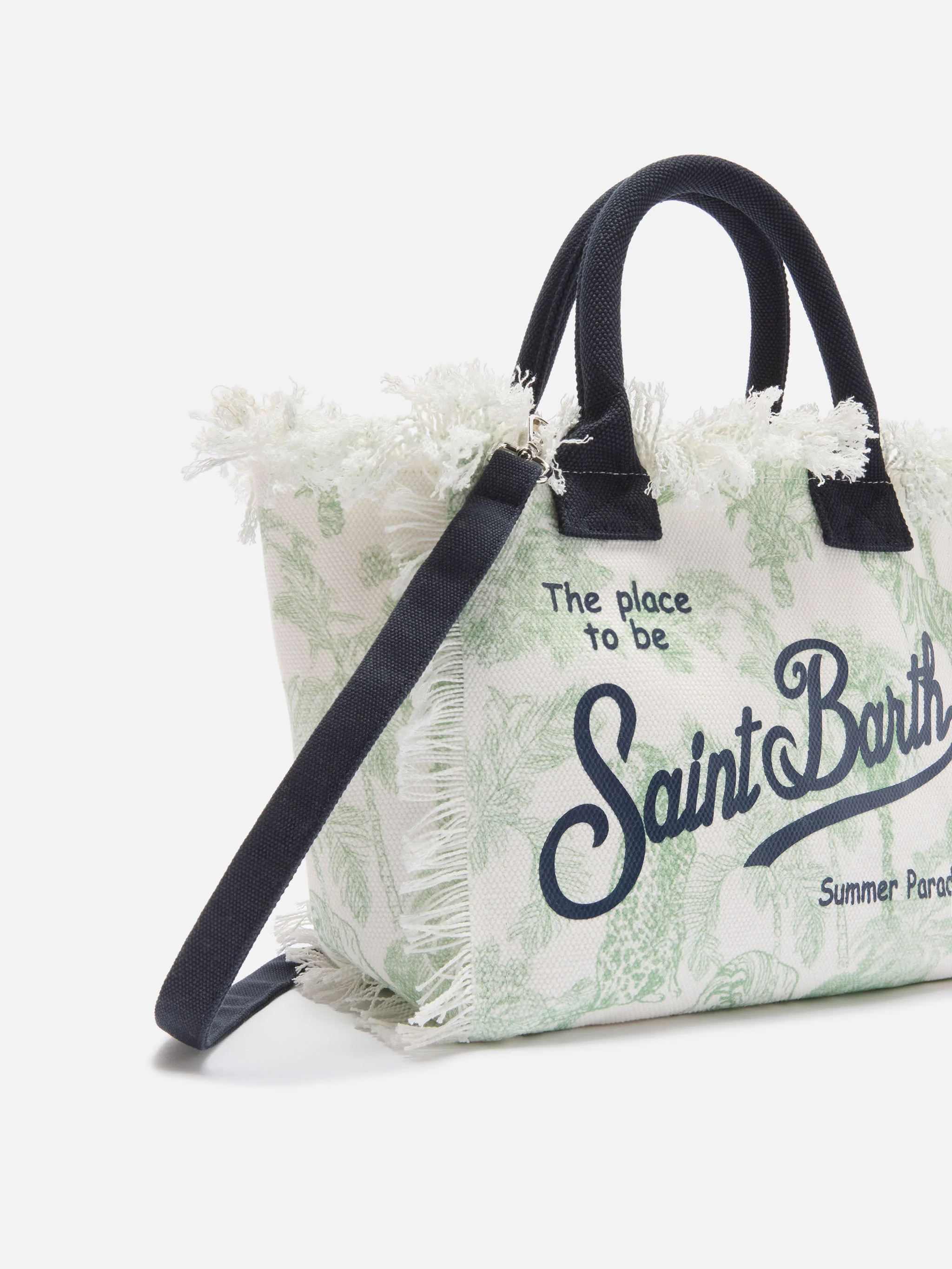 Colette canvas bag with green toile de Jouy print - Image 2