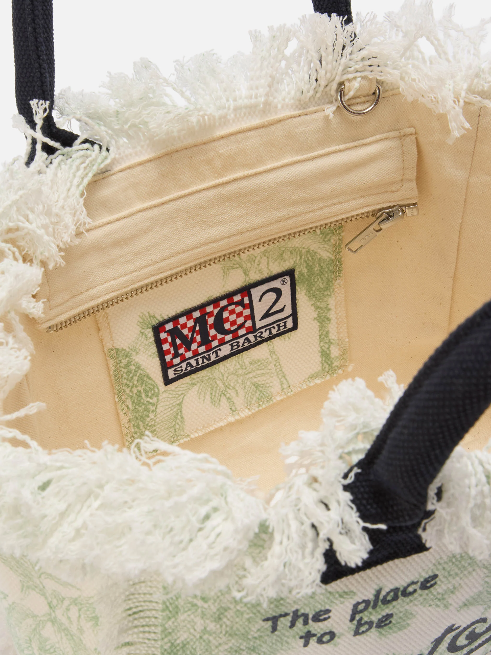 Colette canvas bag with green toile de Jouy print - Image 3