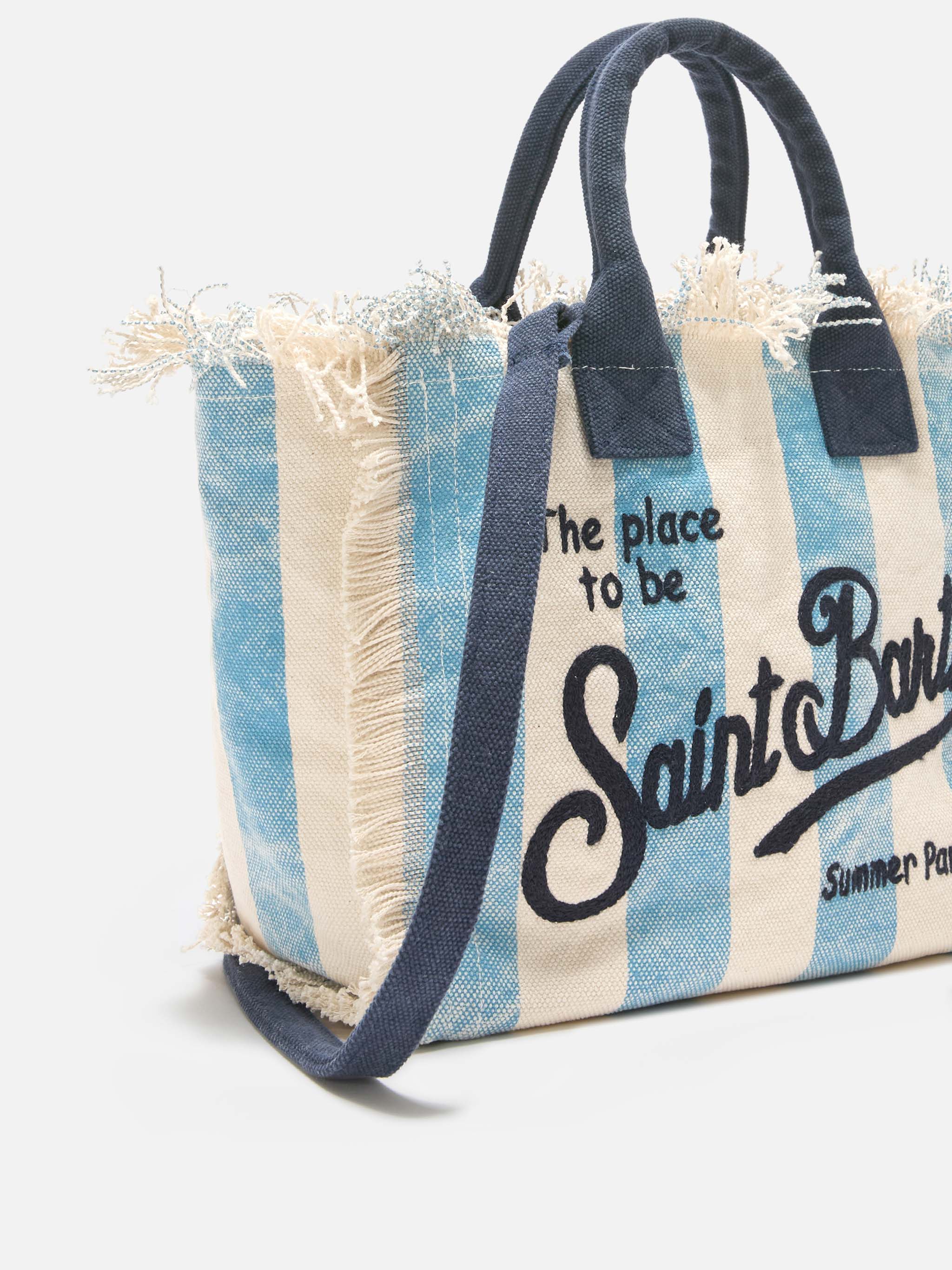 Colette canvas bag with light blue stripes - Image 3