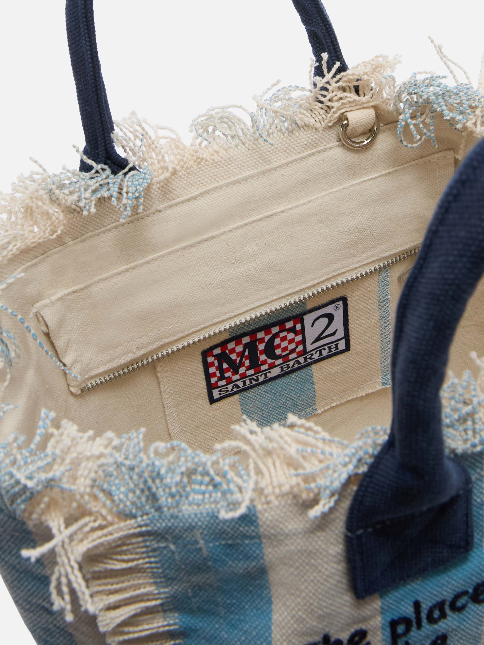 Colette canvas bag with light blue stripes - Image 4