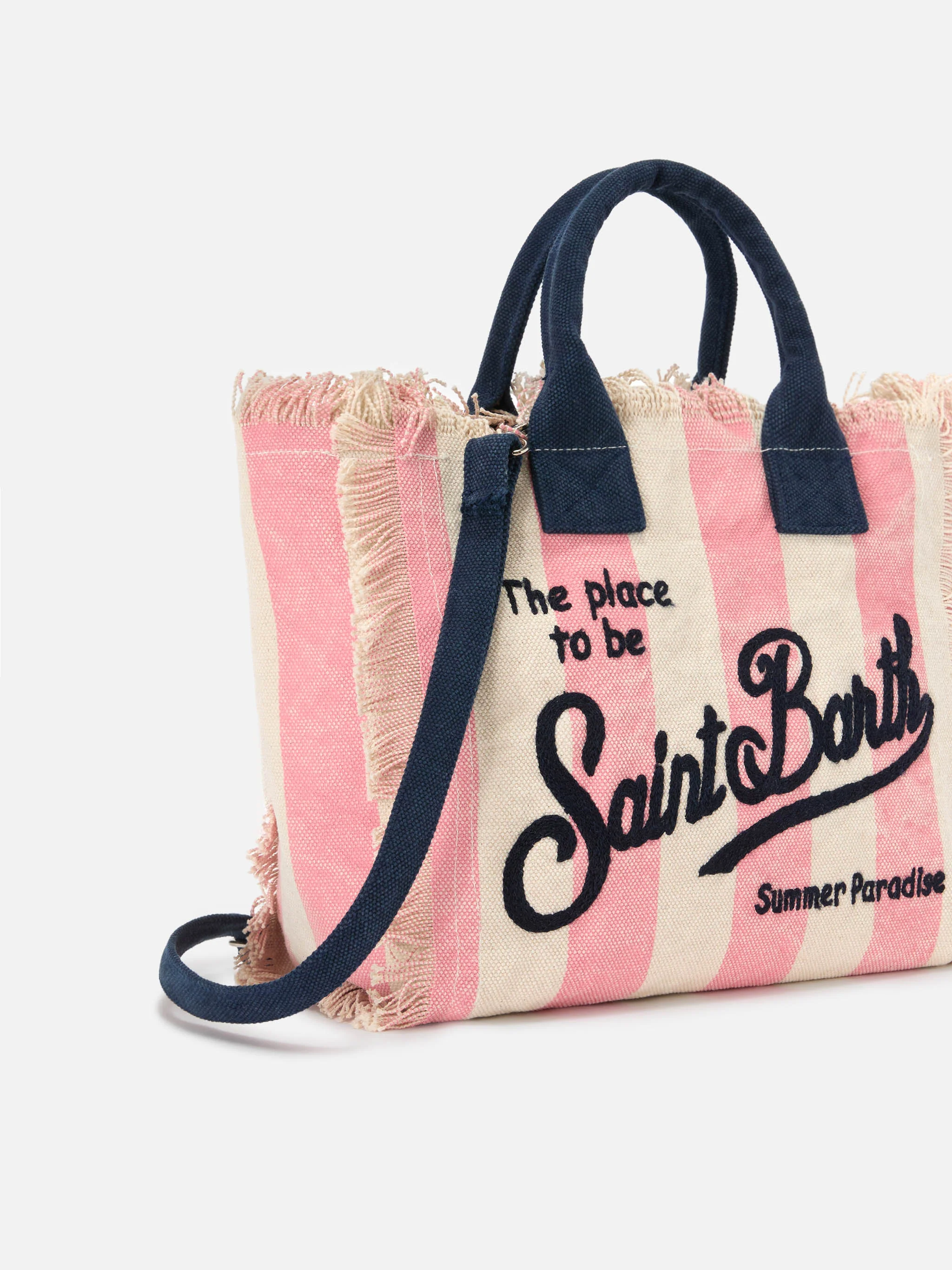 Colette canvas bag with pink stripes - Image 3