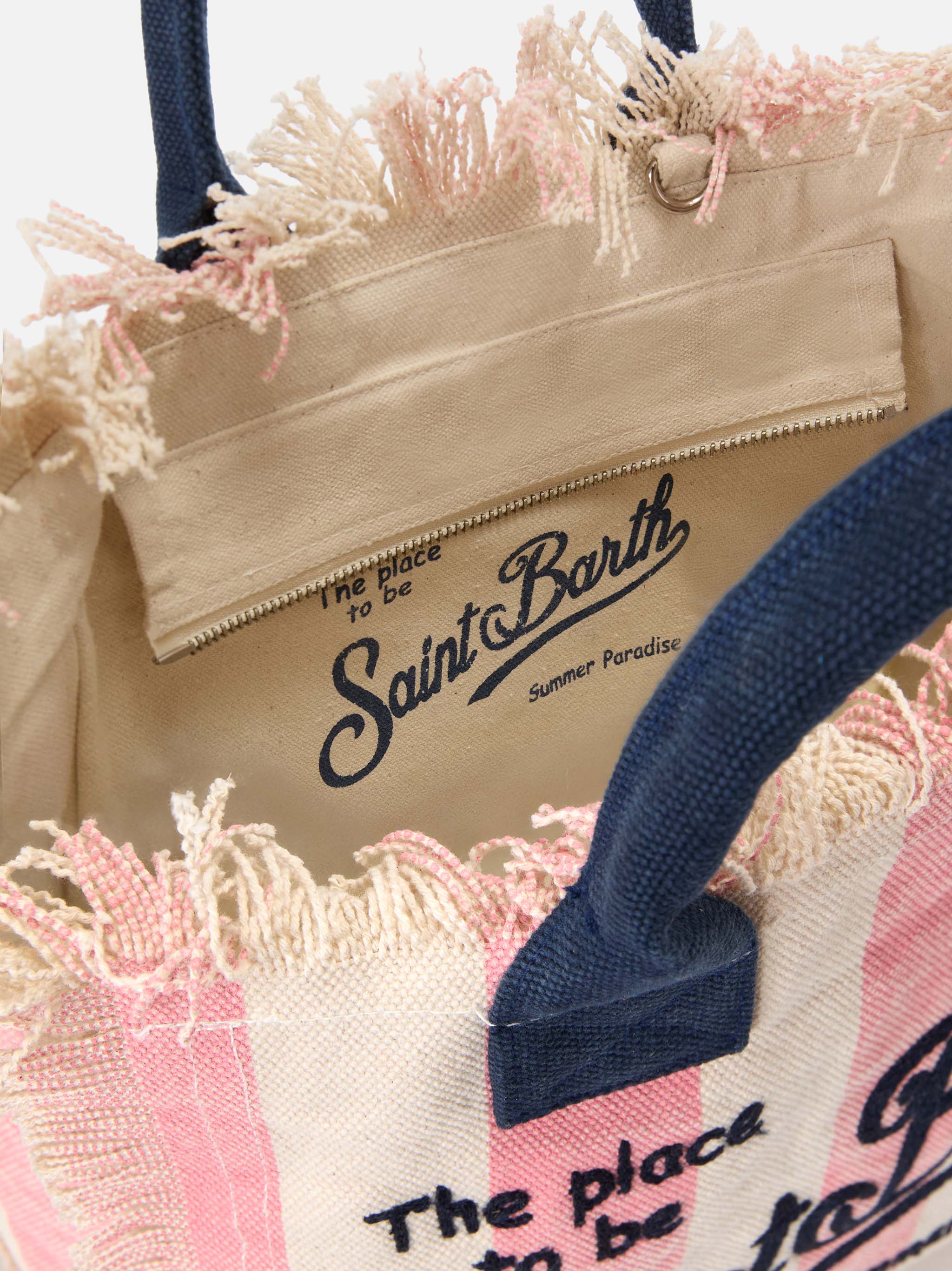 Colette canvas bag with pink stripes - Image 4
