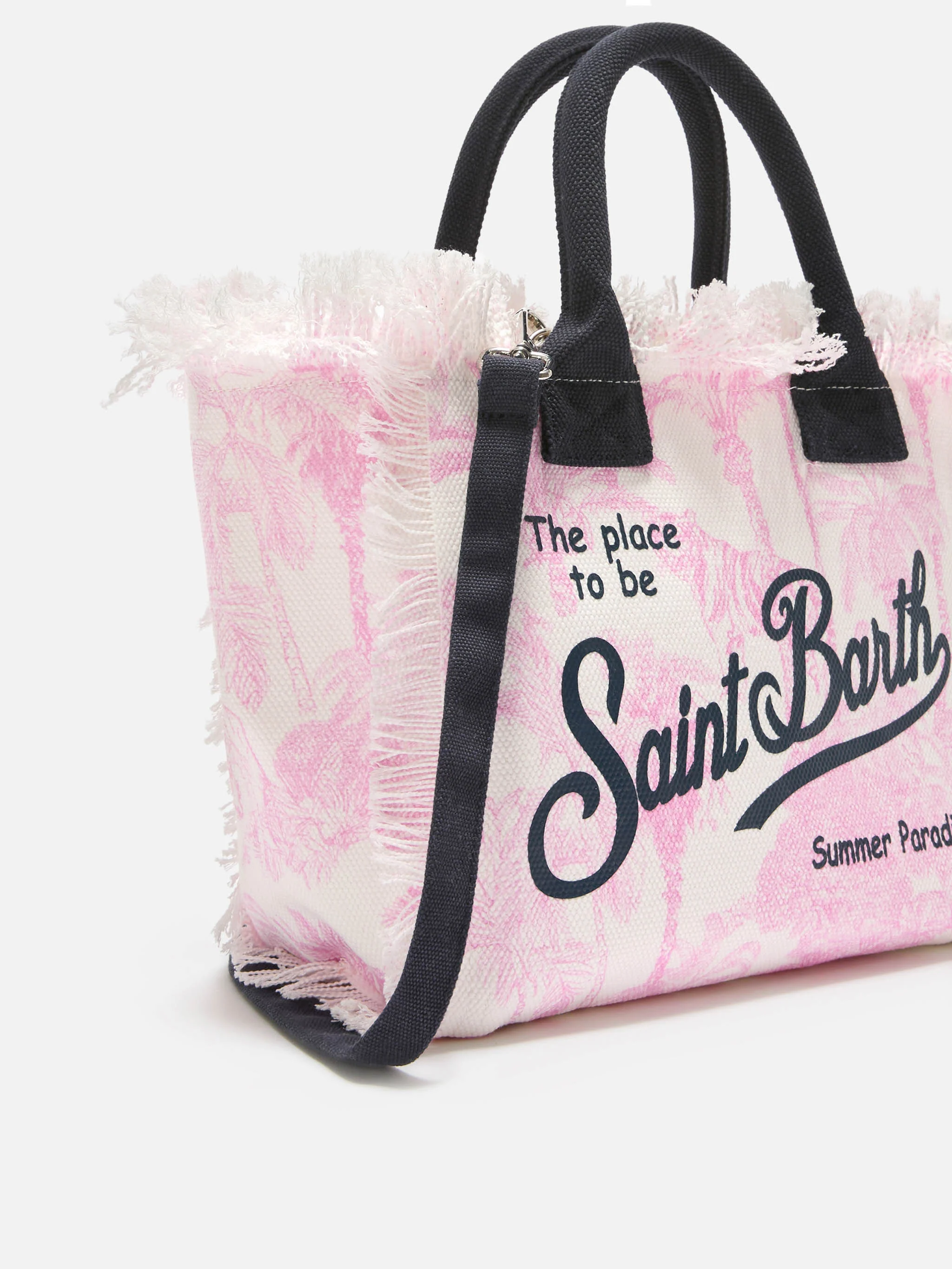 Colette canvas bag with pink toile de Jouy print - Image 3