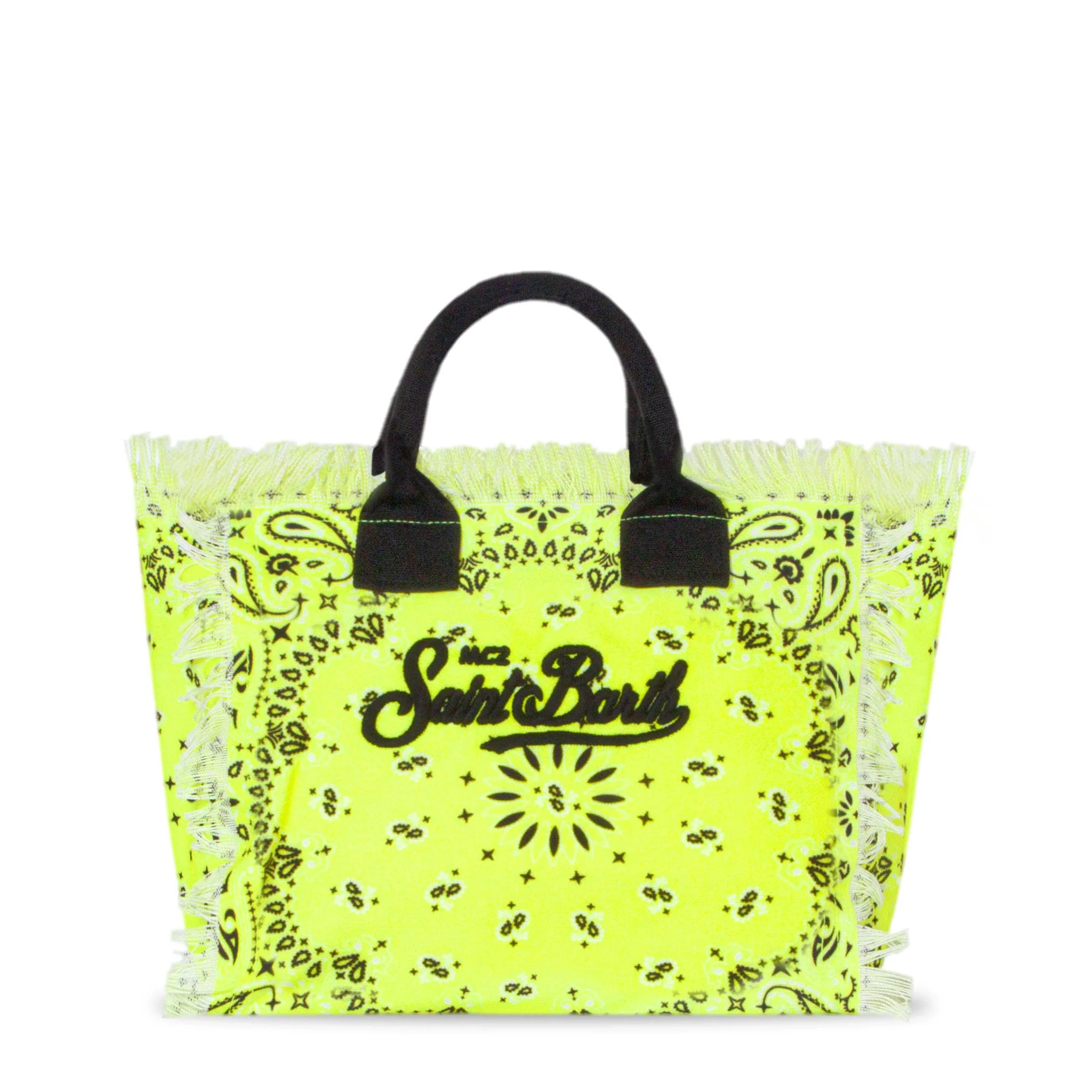 Colette cotton canvas bag with fluo yellow bandanna print - Image 5