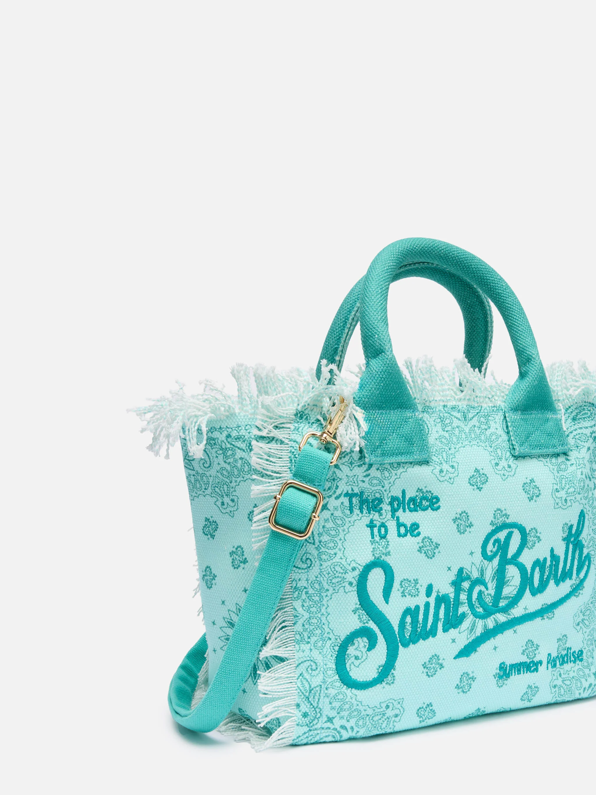 Colette cotton canvas handbag with bandana print - Image 3