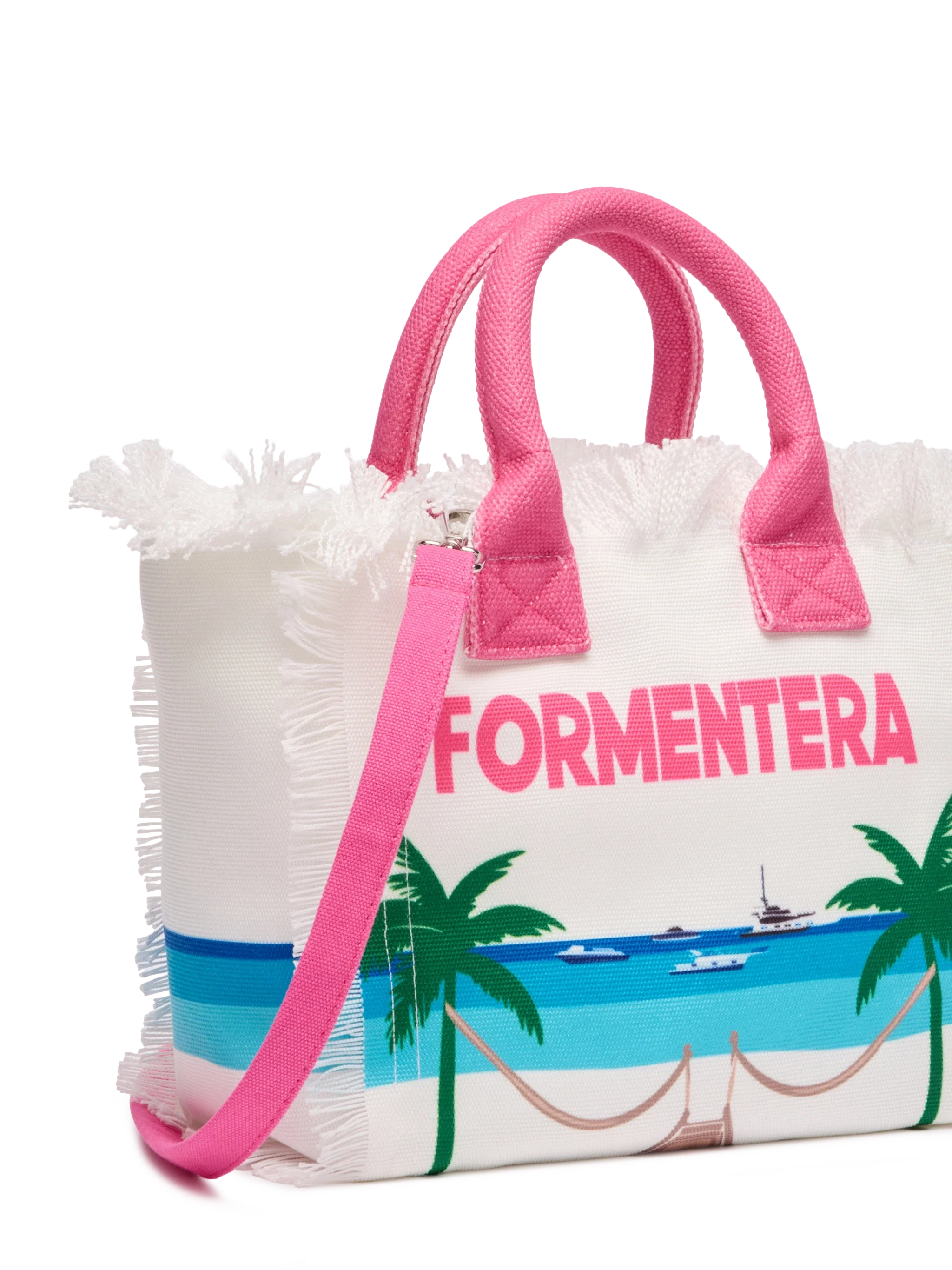 Colette cotton canvas handbag with Formentera postcard print - Image 3