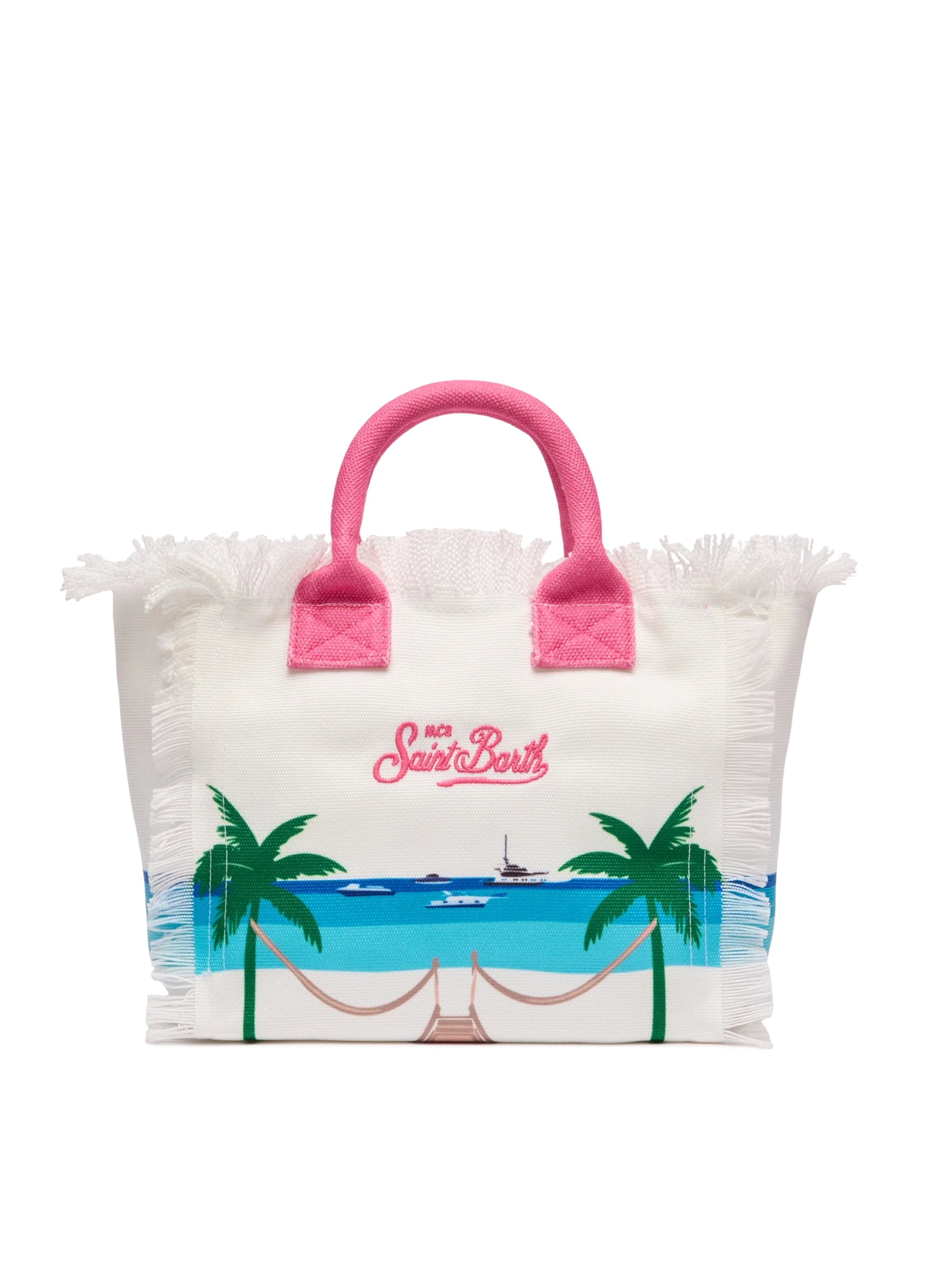 Colette cotton canvas handbag with Formentera postcard print - Image 4