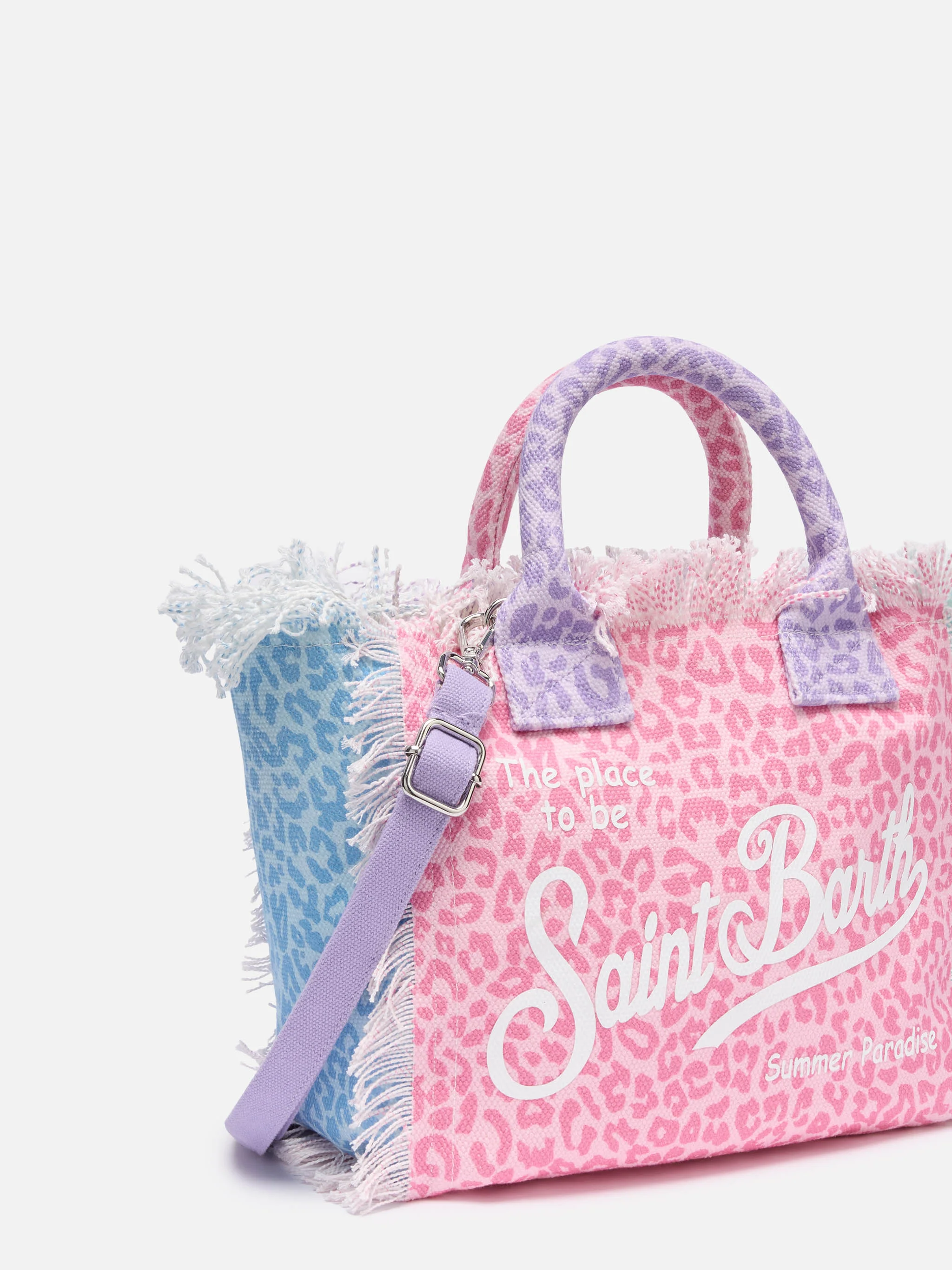 Colette cotton canvas handbag with multicolor animalier print - Image 3
