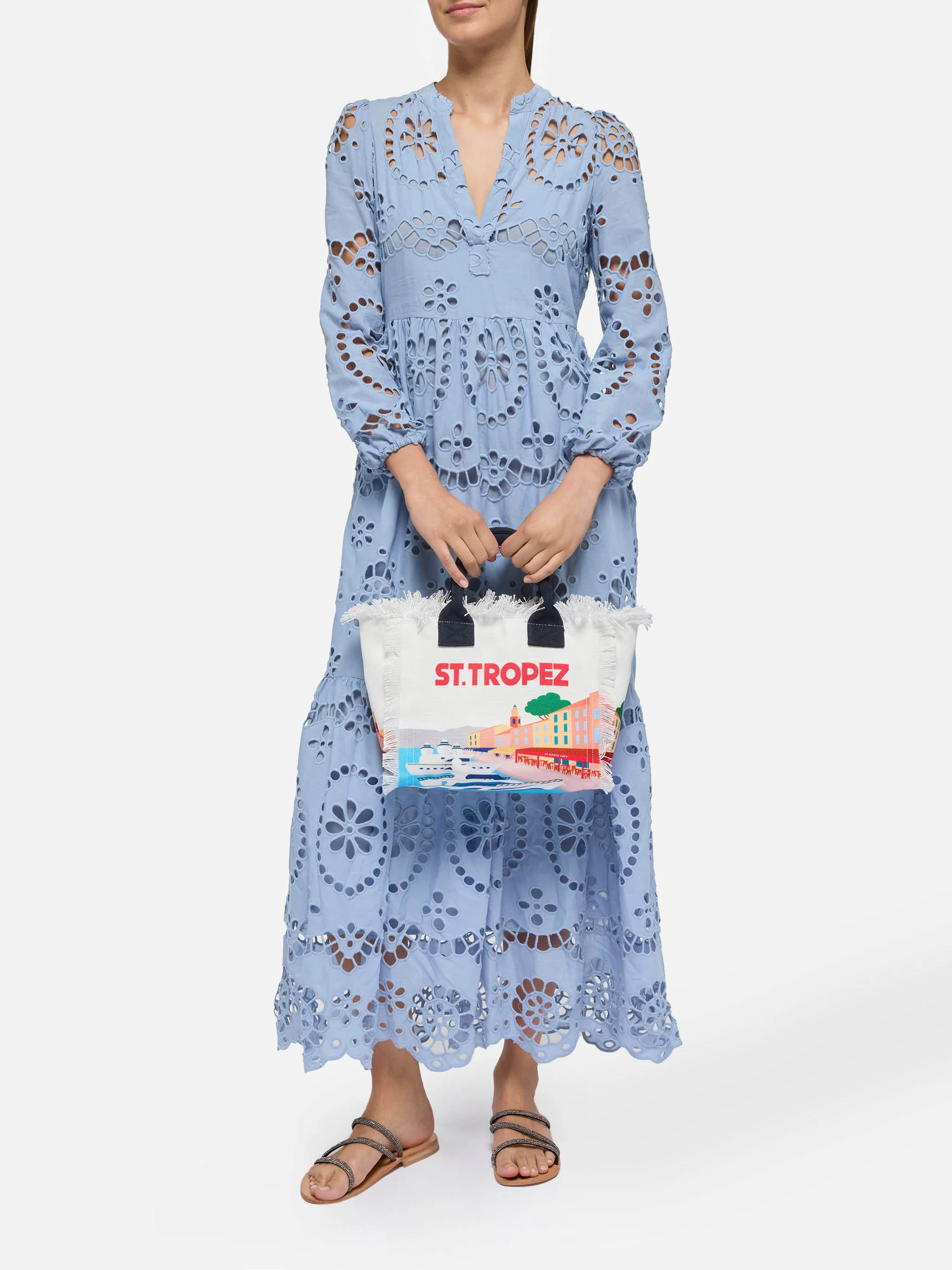 Colette cotton canvas handbag with St. Tropez postcard print - Image 2
