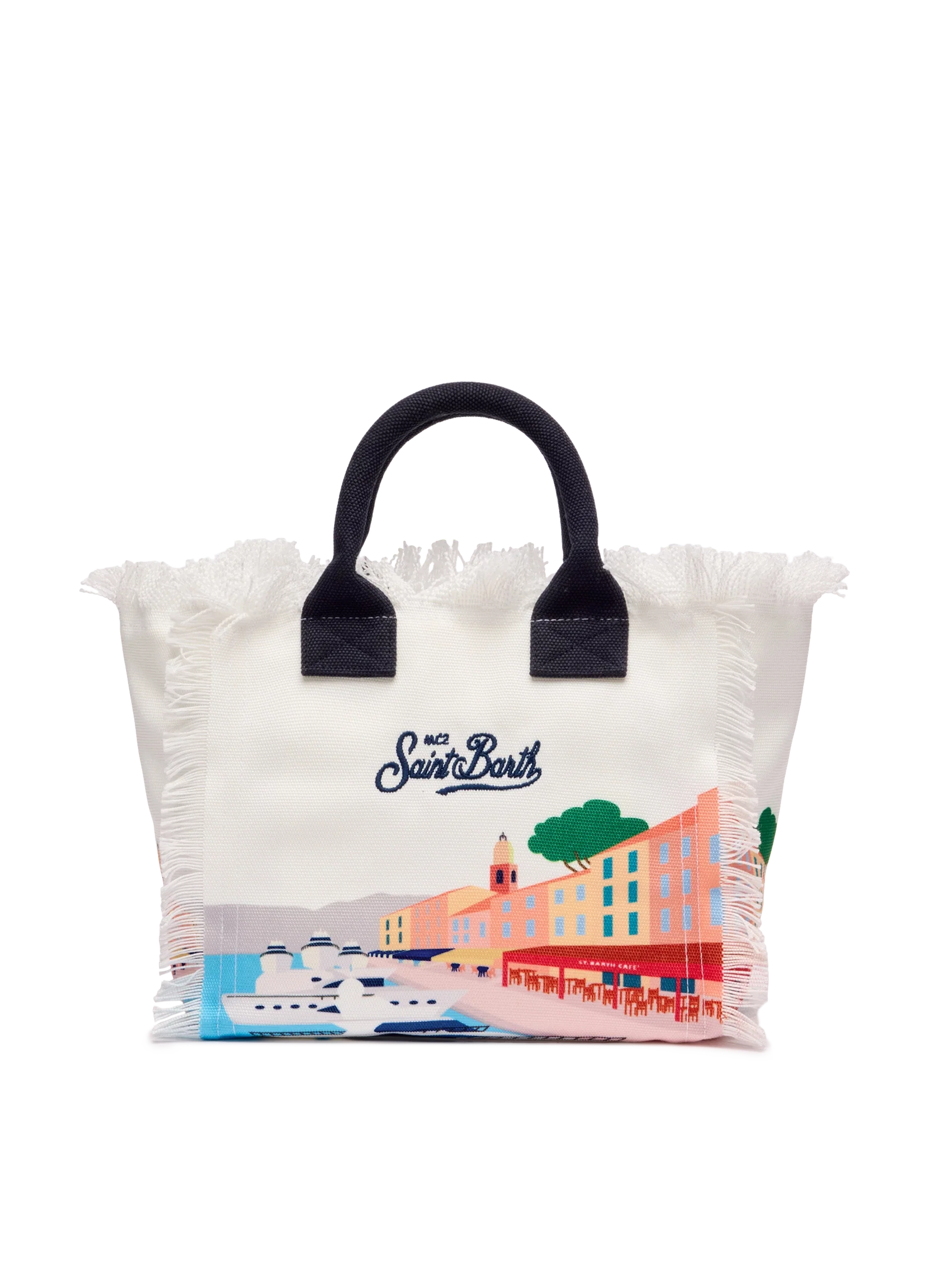 Colette cotton canvas handbag with St. Tropez postcard print - Image 4