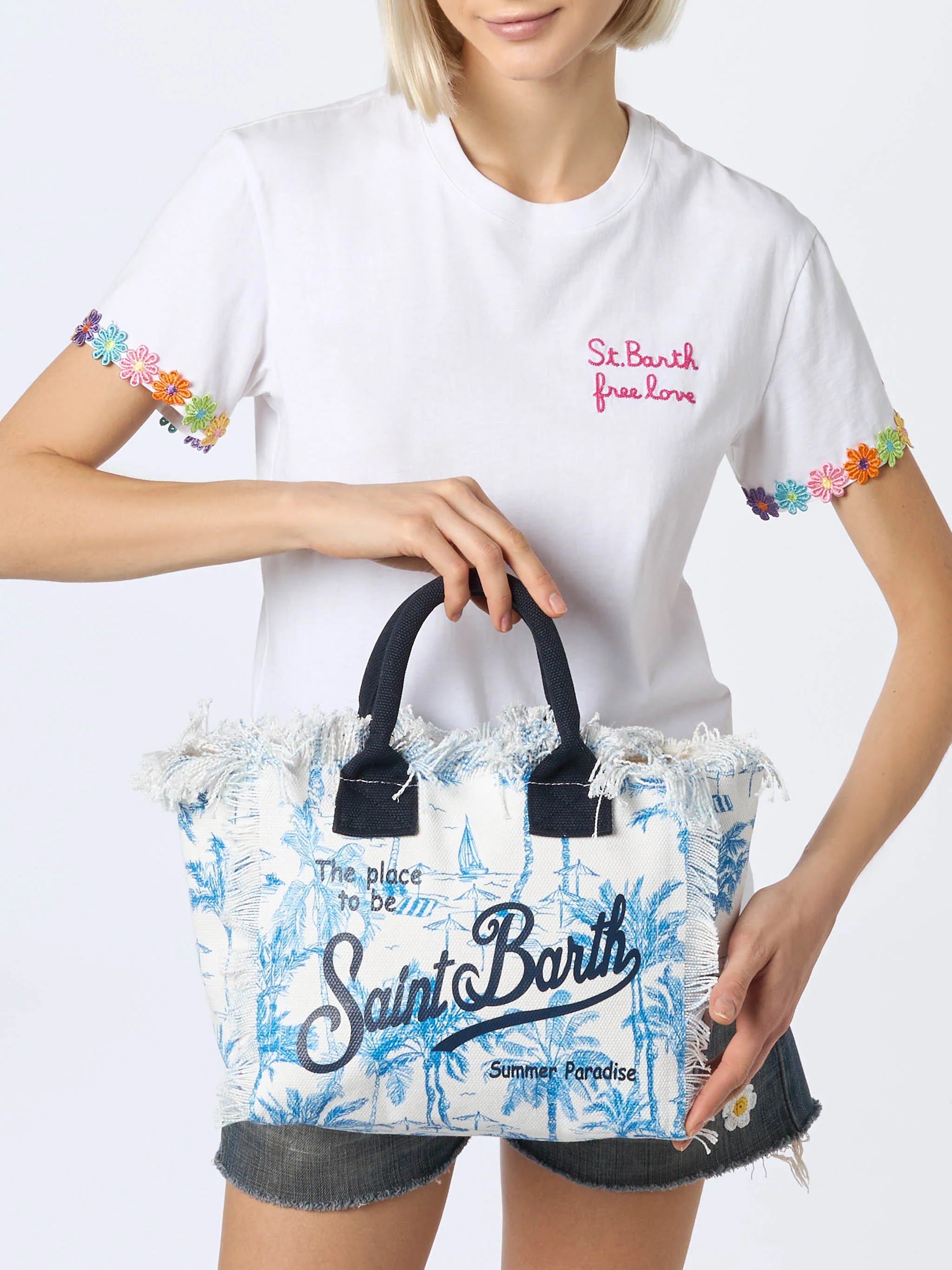Colette cotton canvas handbag with toile de jouy print - Image 2