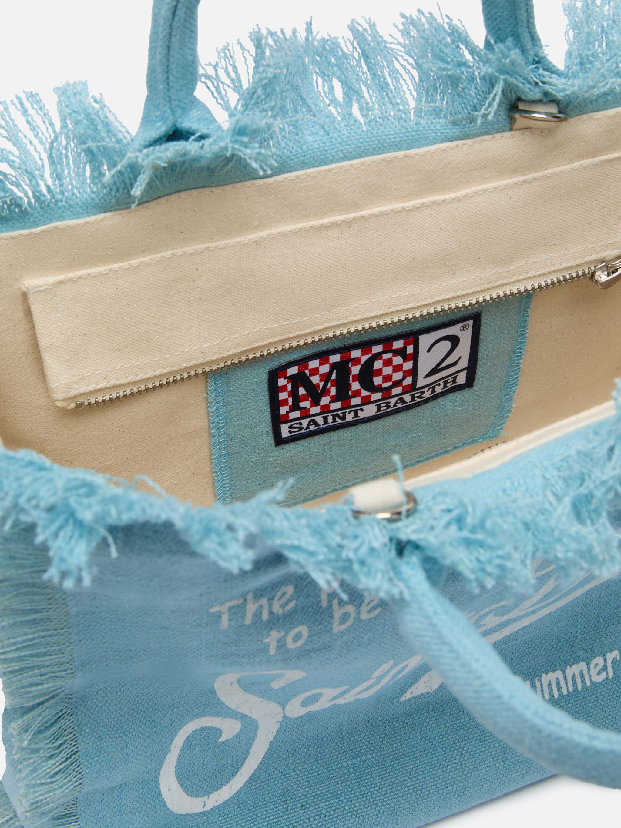 Colette light blue handbag in 100% LINEN - Image 5