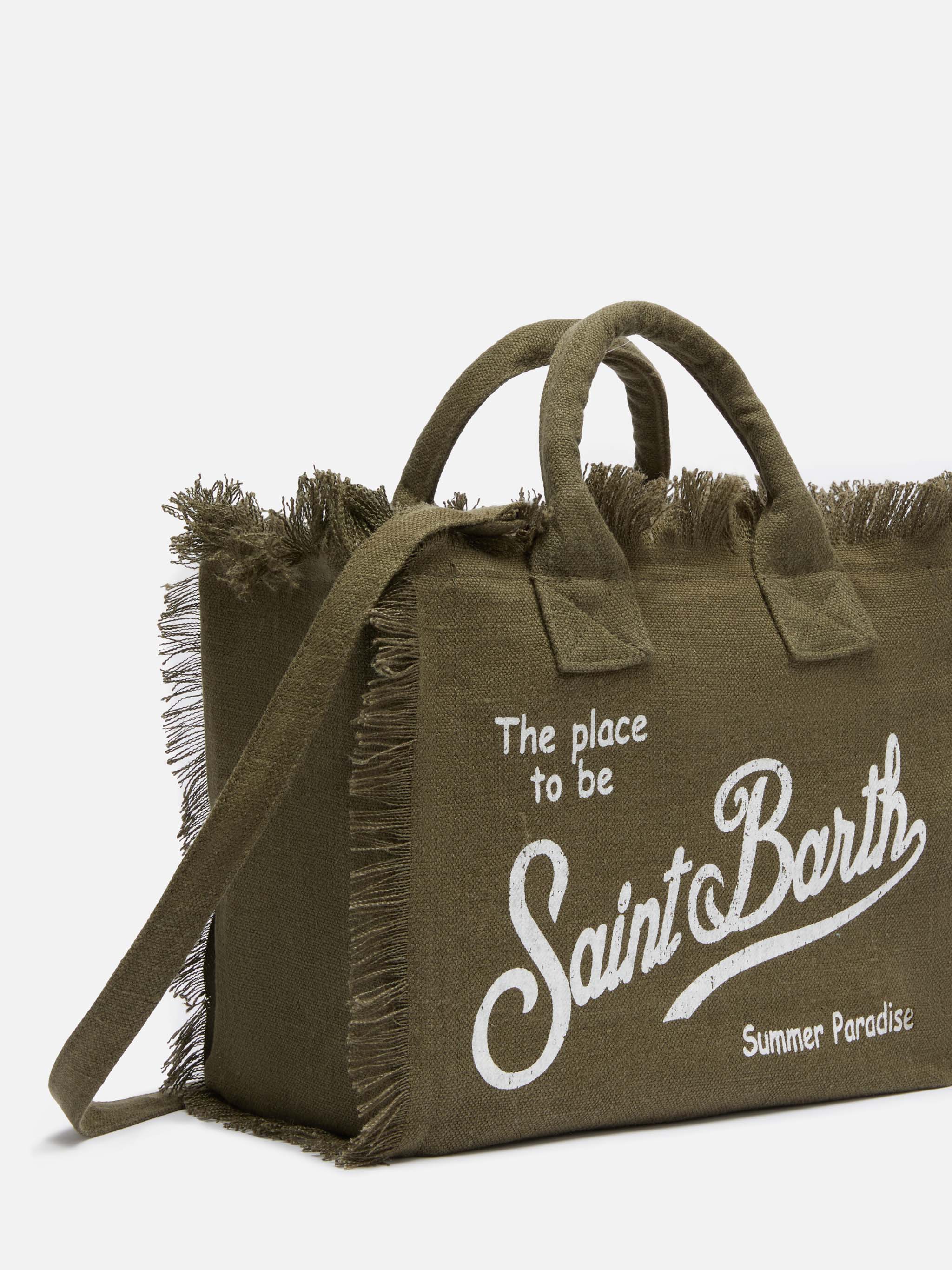 Colette military green handbag in 100% LINEN - Image 4