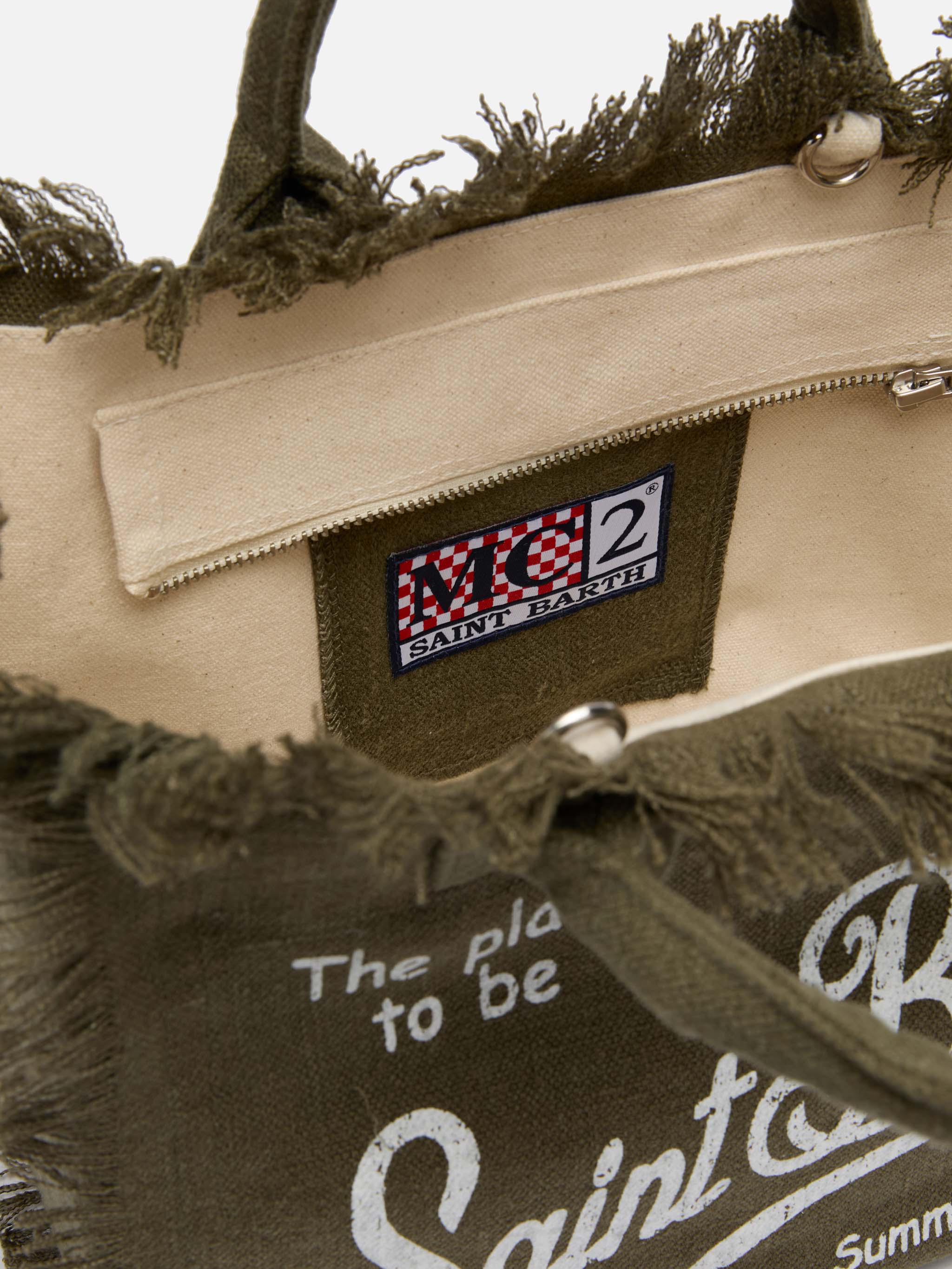 Colette military green handbag in 100% LINEN - Image 5