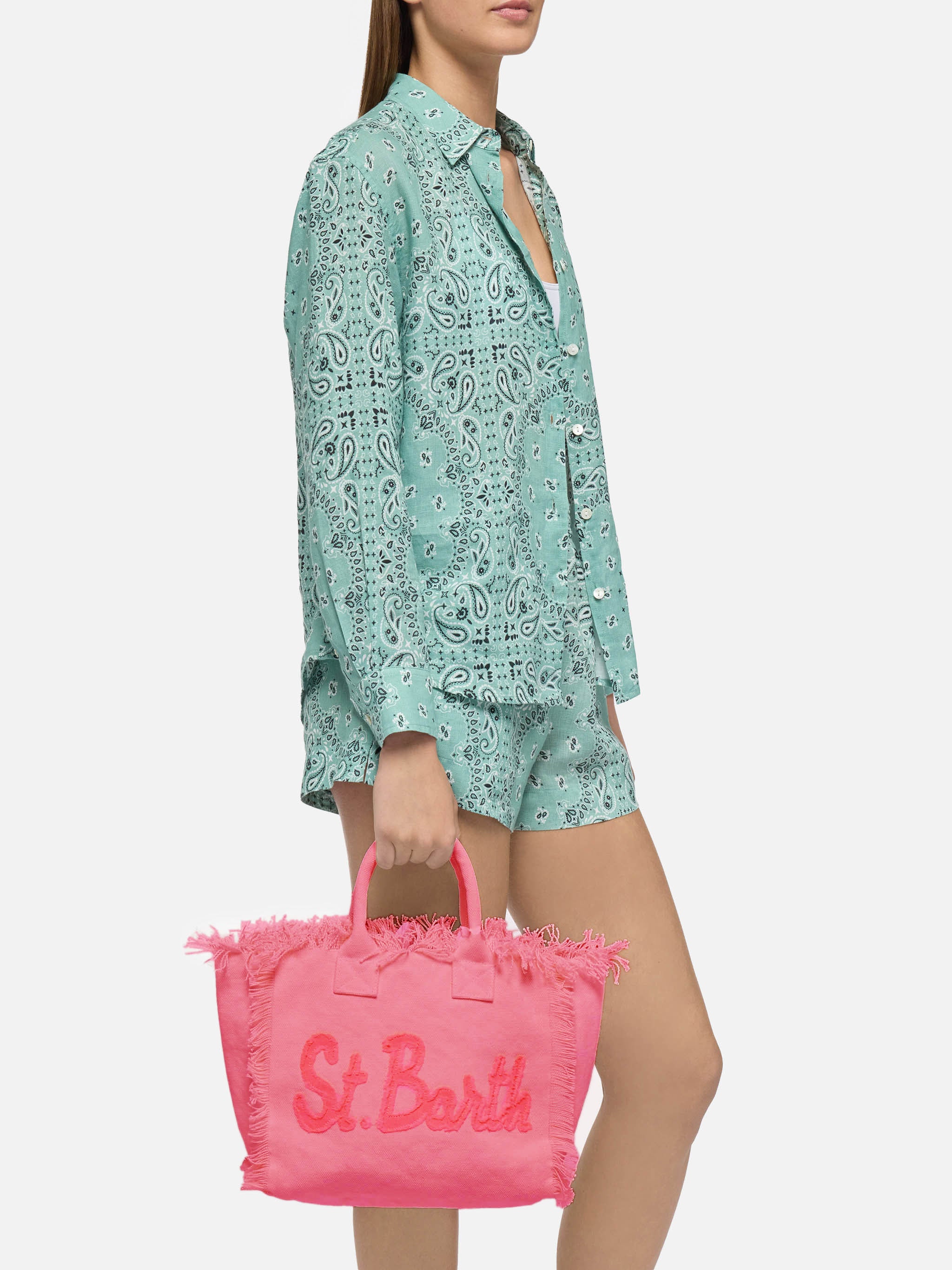 Colette pink cotton canvas handbag with patch logo - Image 3