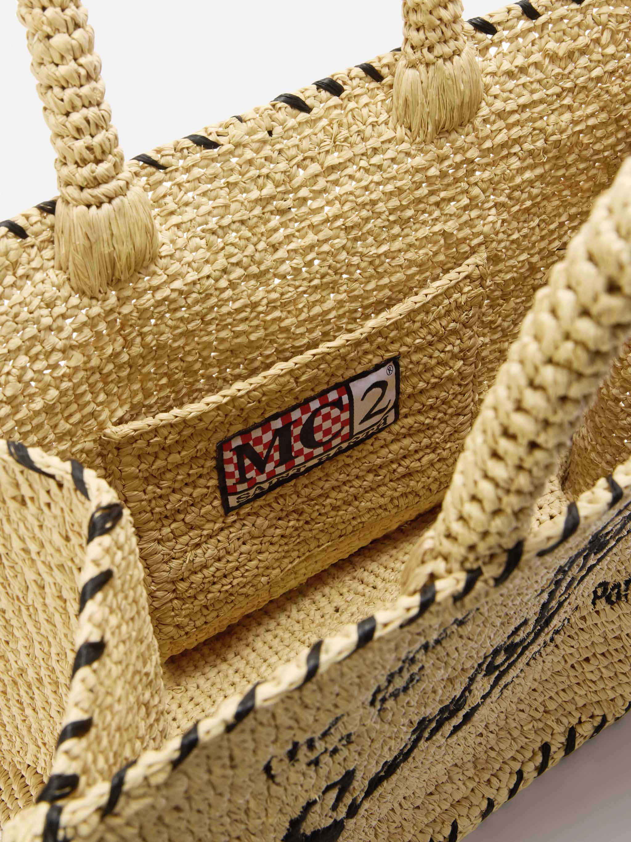 Colette raffia bag with embroidered logo and black contrast trim - Image 5
