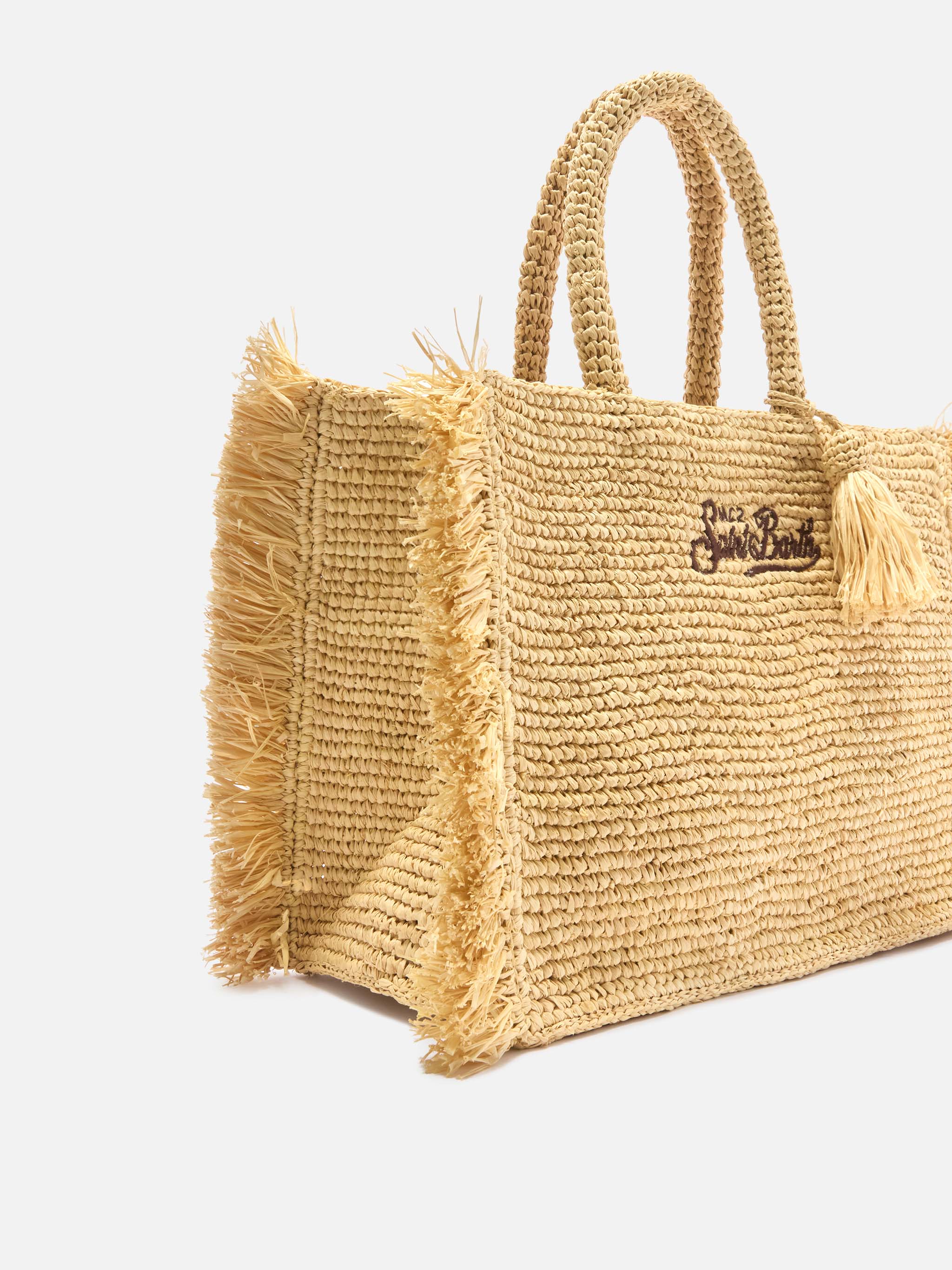 Colette raffia bag with side fringes - Image 3