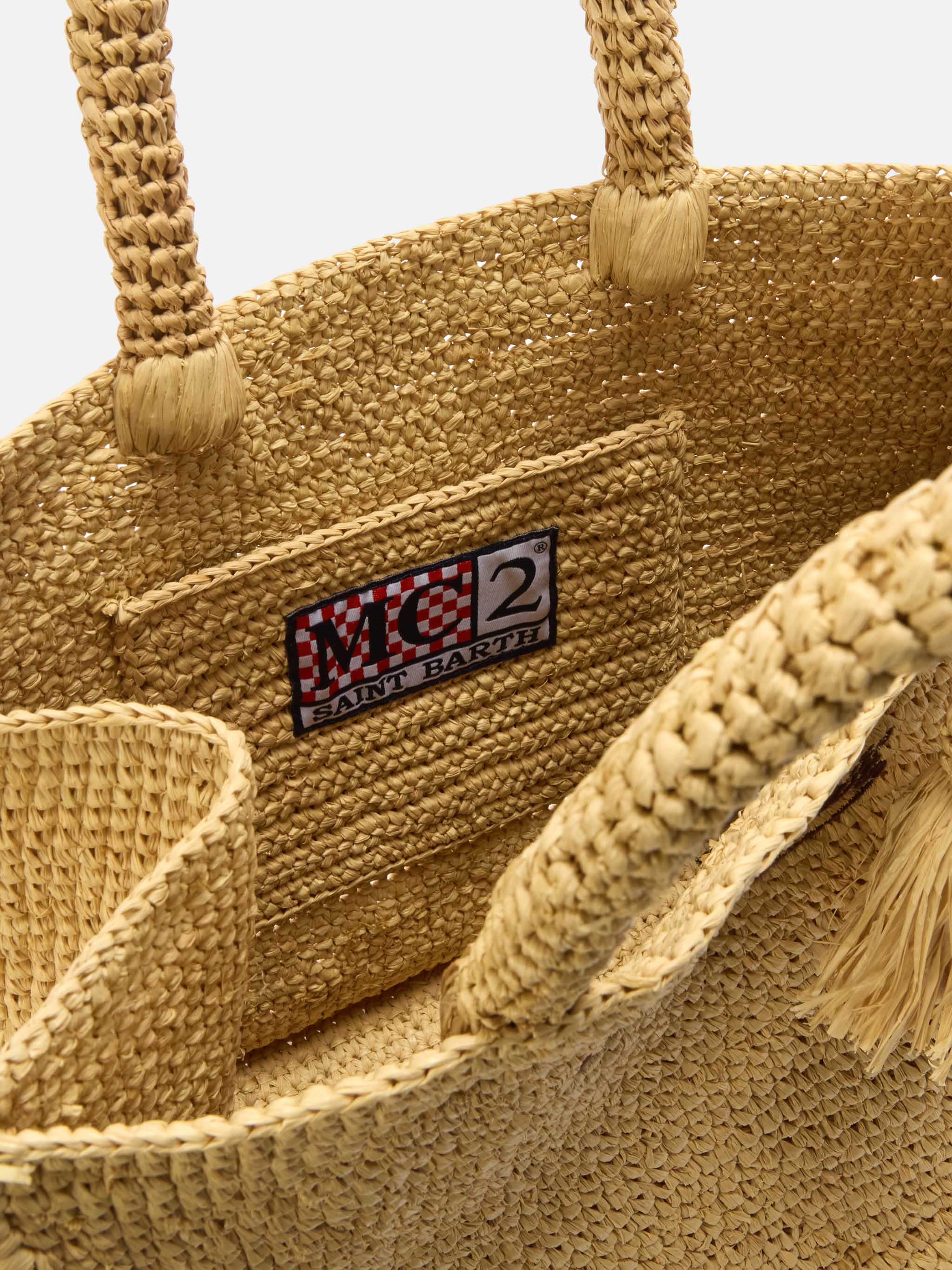 Colette raffia bag with side fringes - Image 5