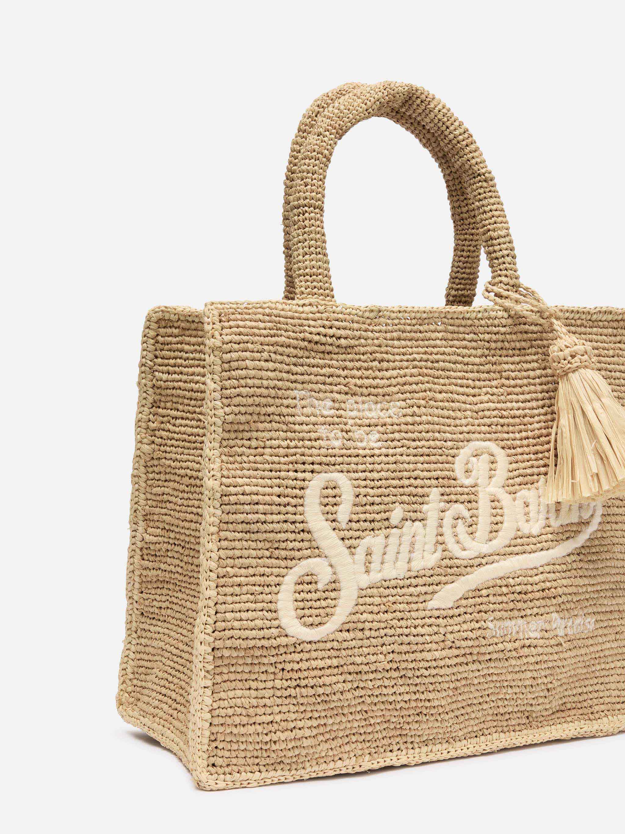Colette Raffia handbag with logo  embroidery - Image 3