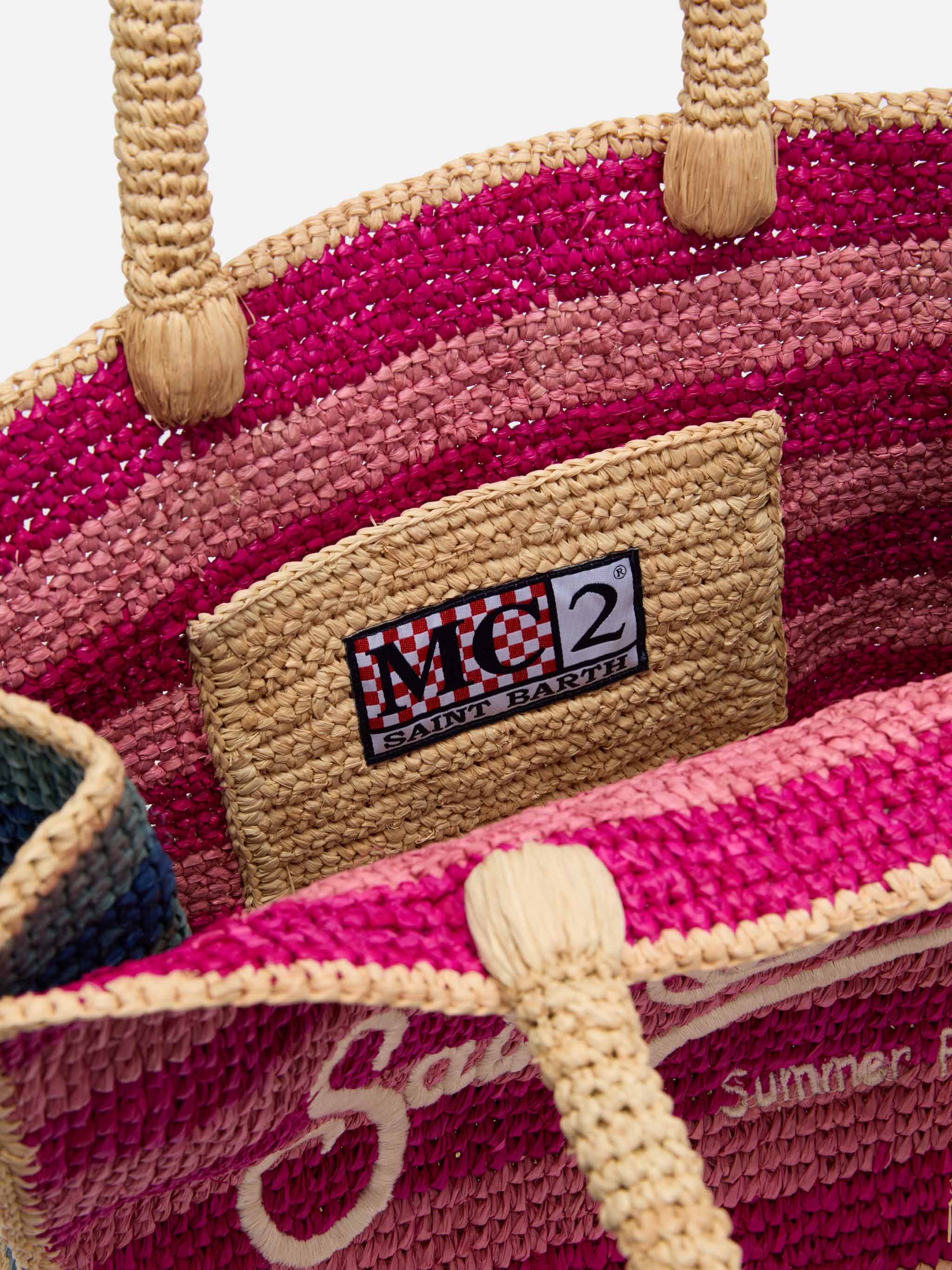 Colette Raffia multicolor striped handbag with logo embroidery - Image 6