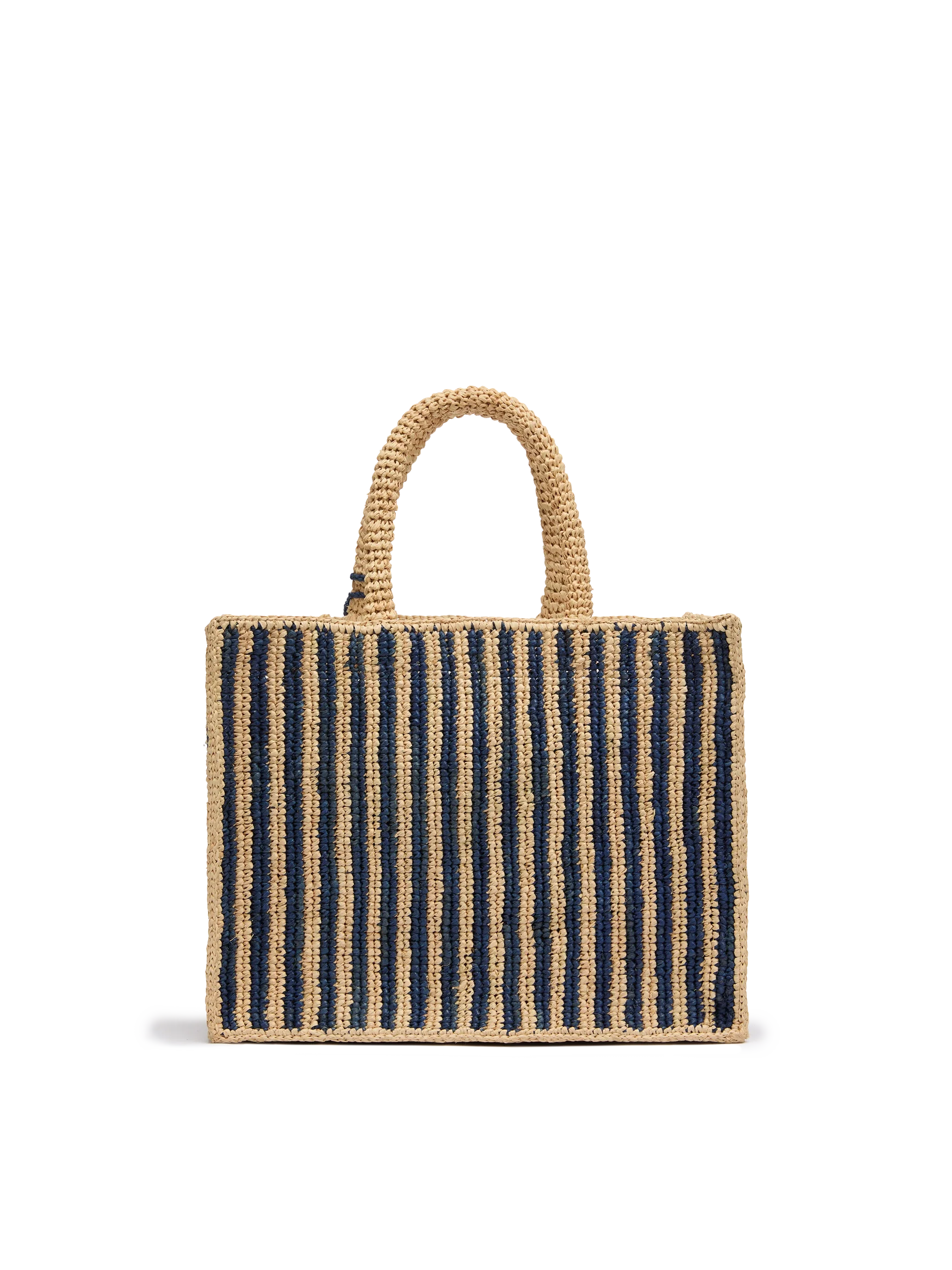 Colette Raffia navy blue striped handbag with logo  embroidery - Image 5