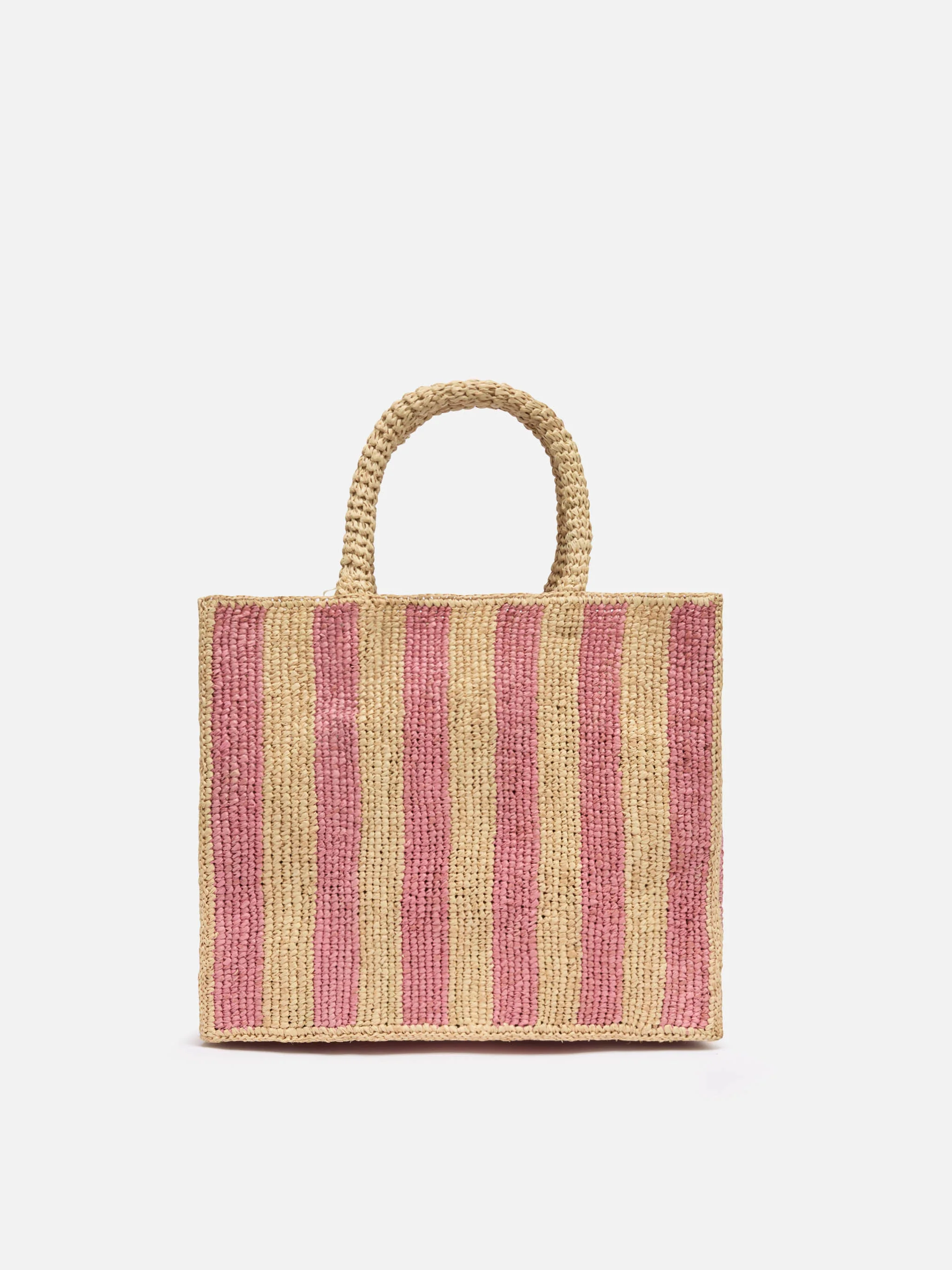 Colette Raffia pink striped handbag with logo embroidery - Image 4