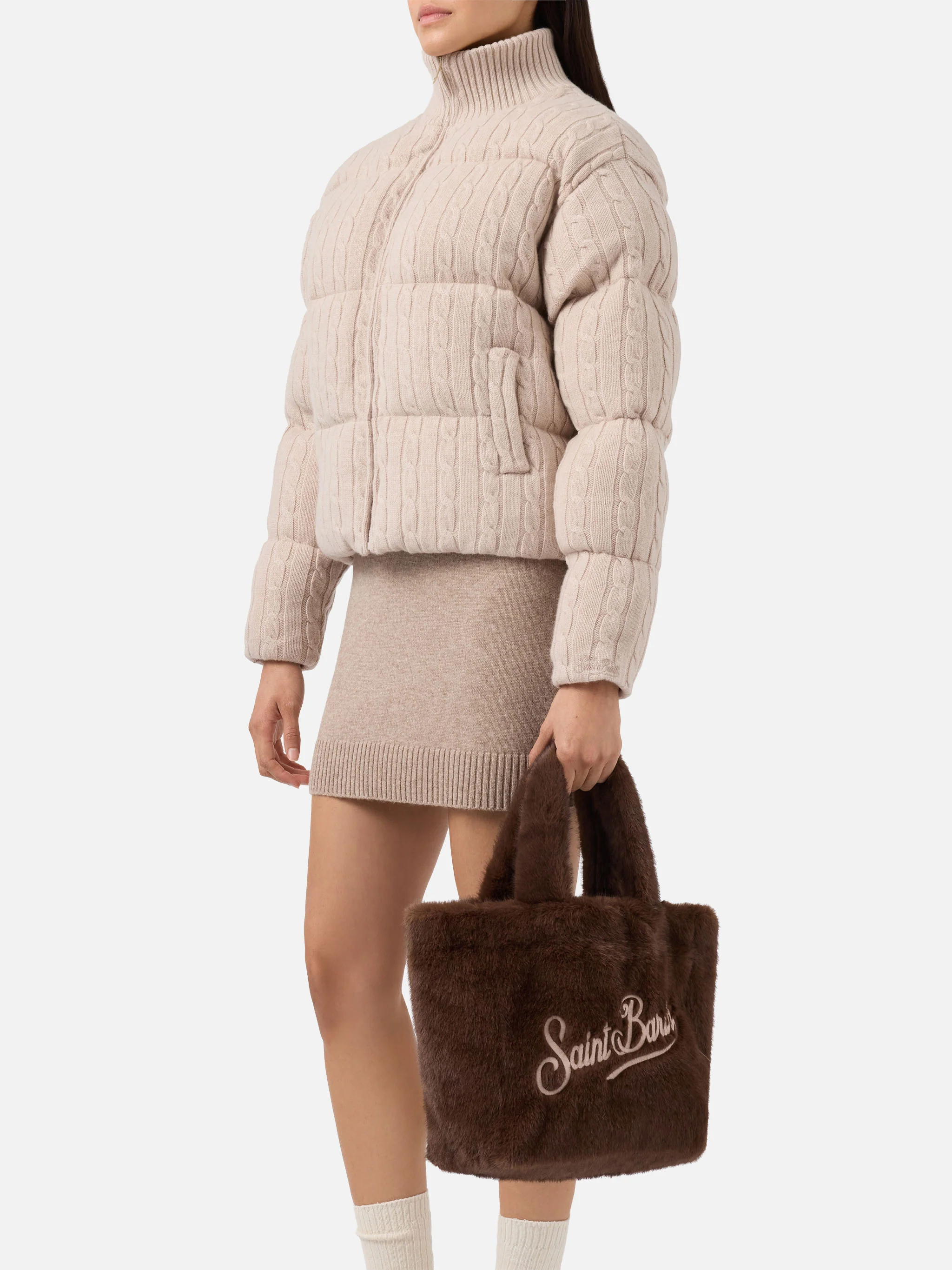 Colette Soft Handbag in brown faux fur - Image 2