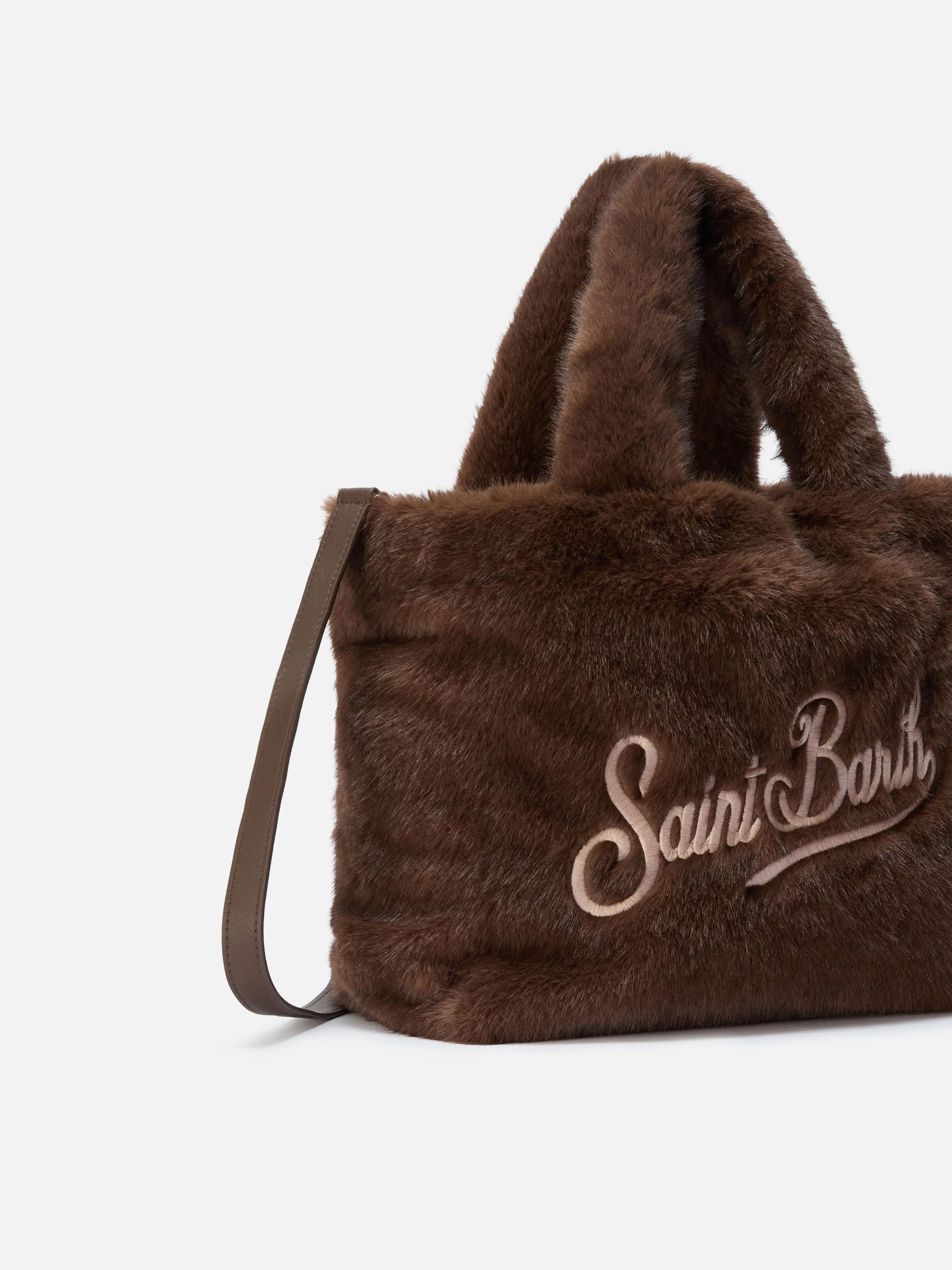Colette Soft Handbag in brown faux fur - Image 3