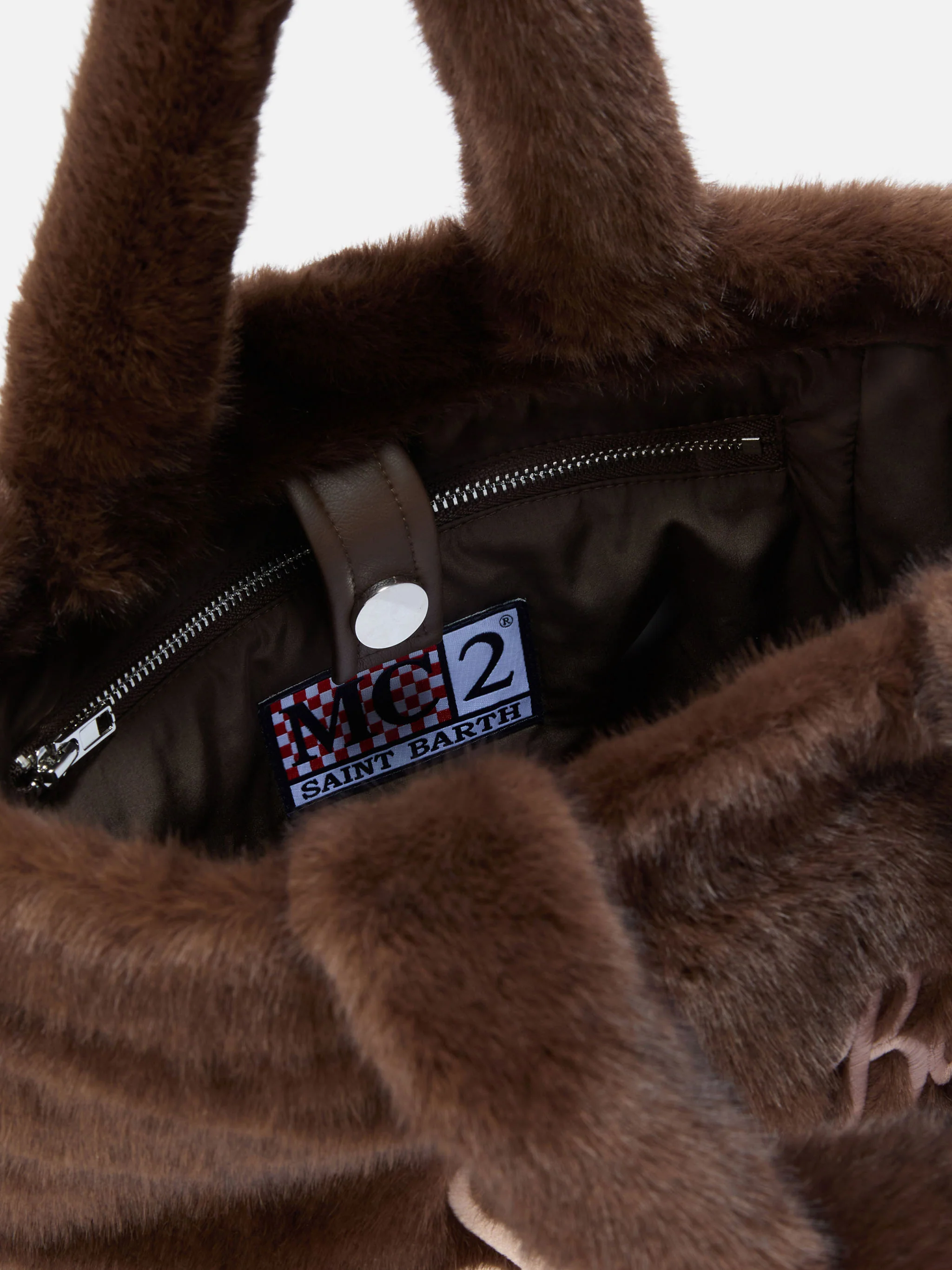 Colette Soft Handbag in brown faux fur - Image 5