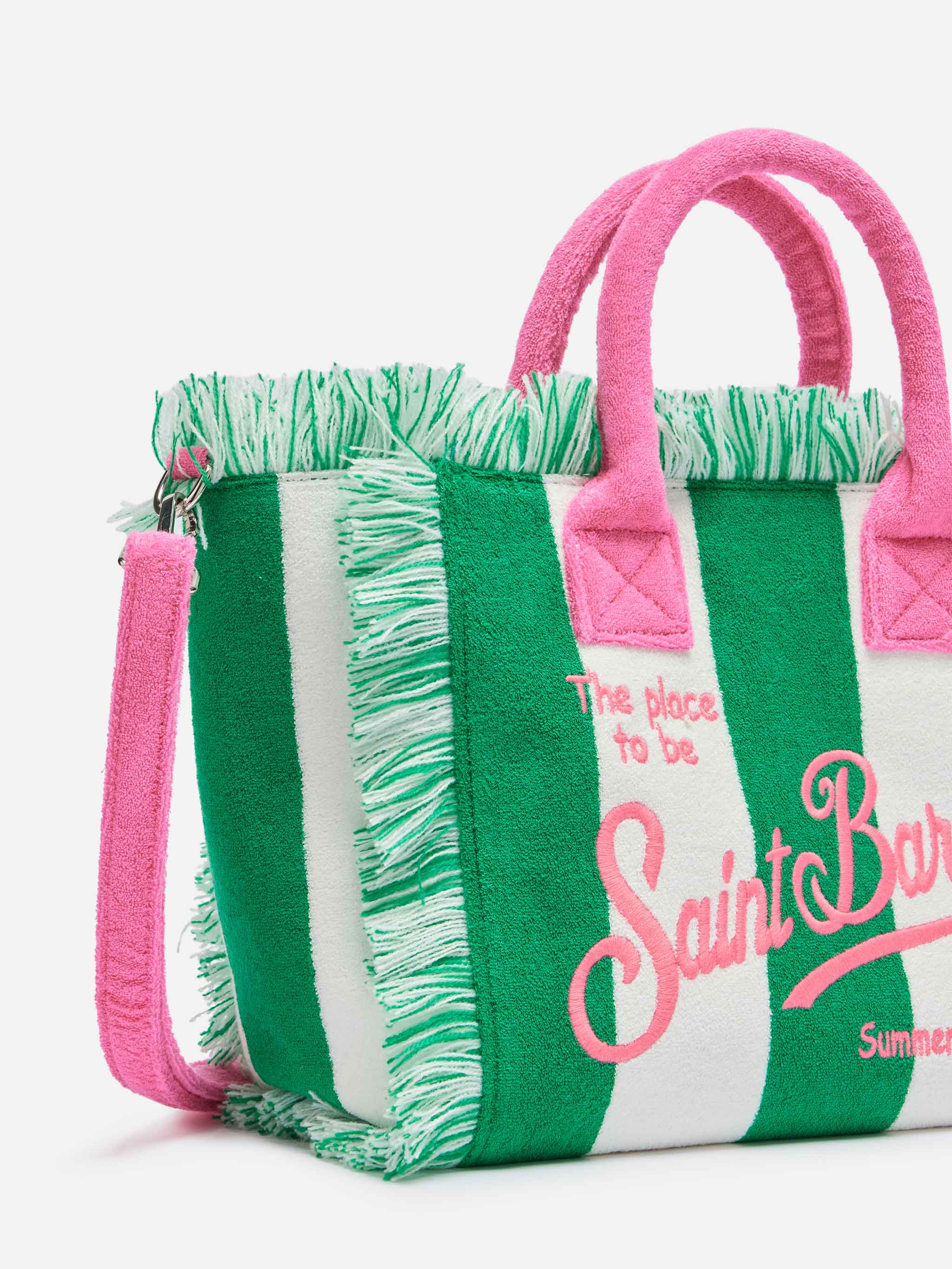 Colette Sponge green striped terry handbag - Image 3