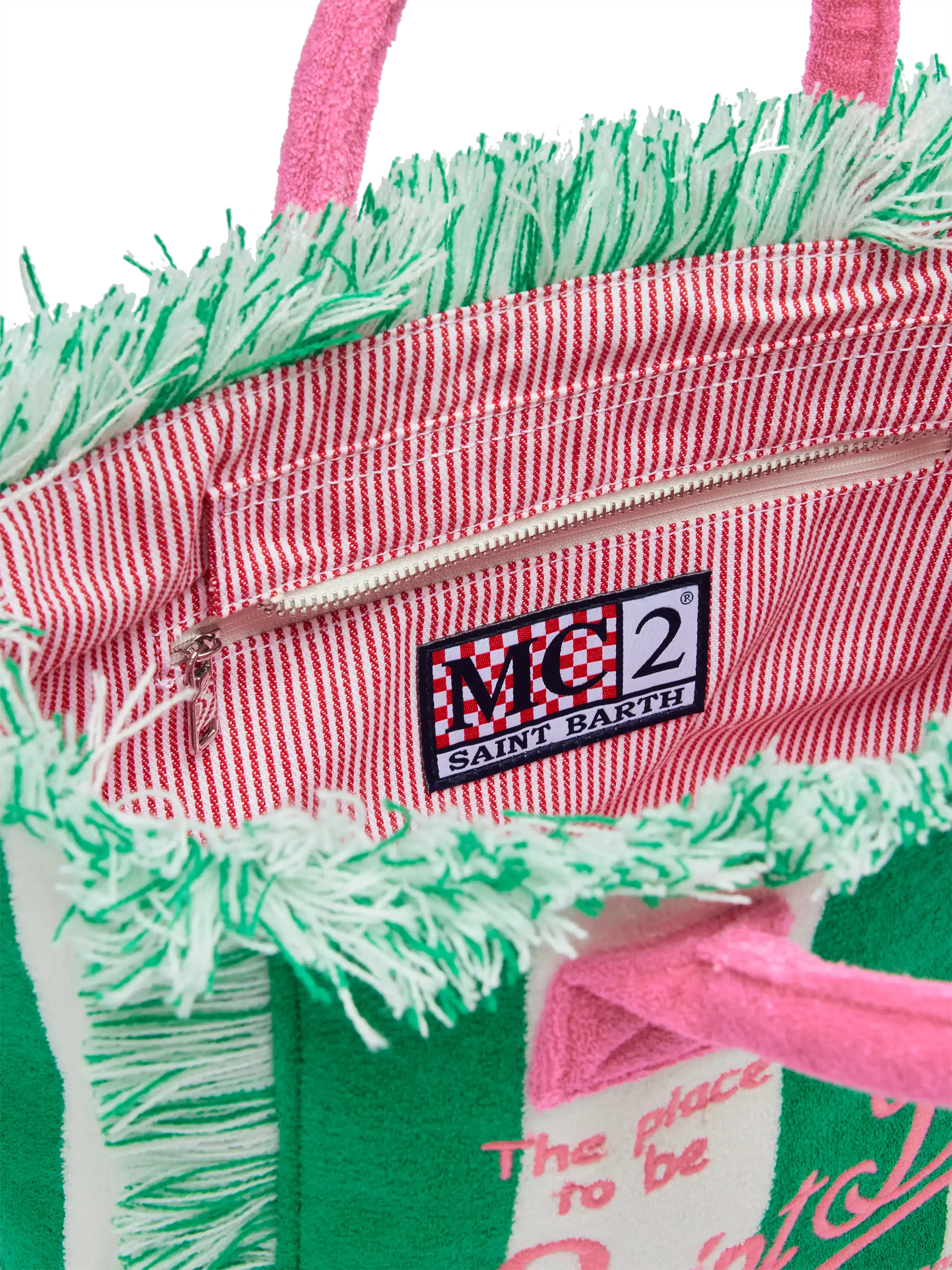 Colette Sponge green striped terry handbag - Image 6