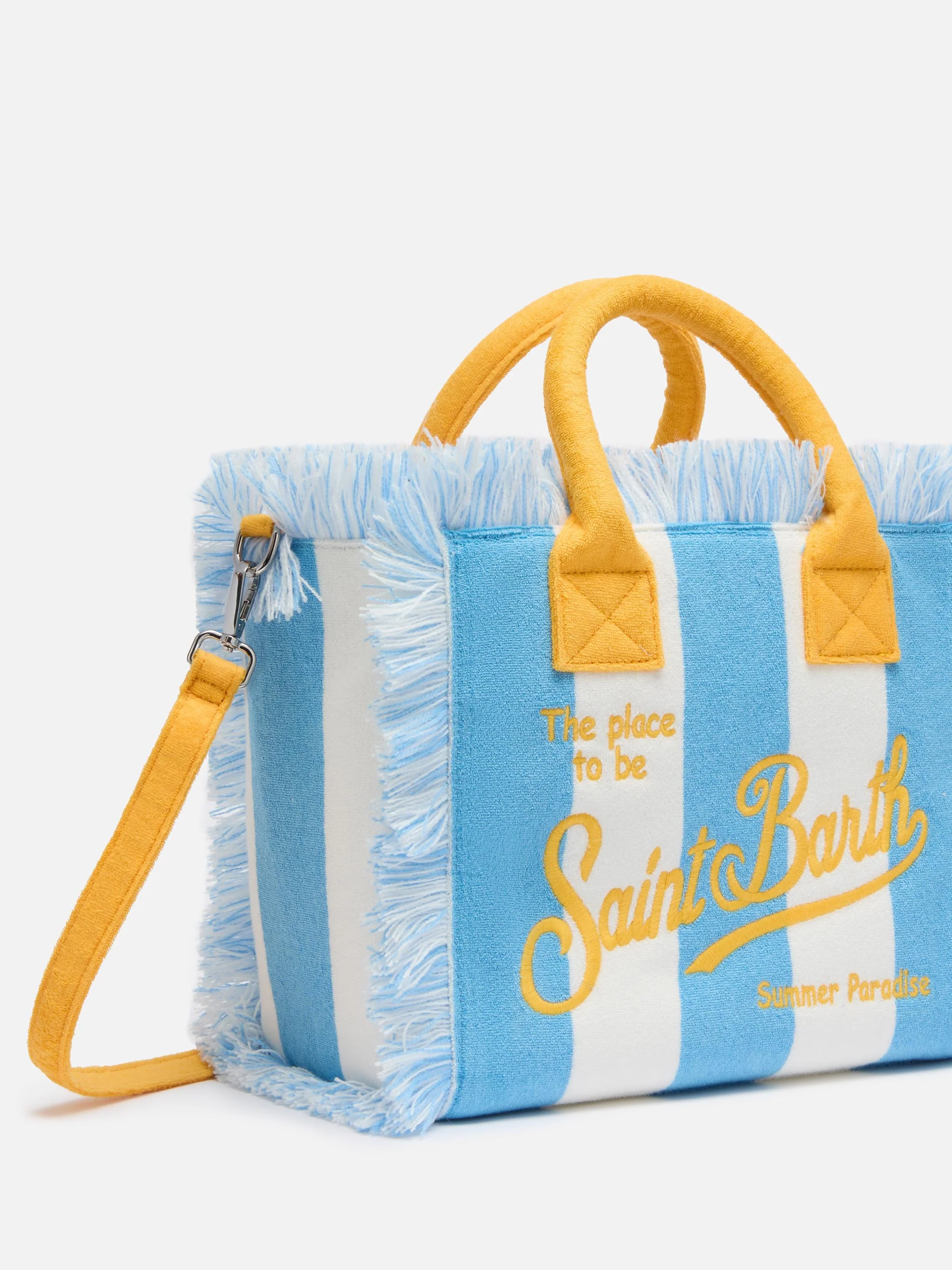 Colette Sponge light blue striped terry handbag - Image 3
