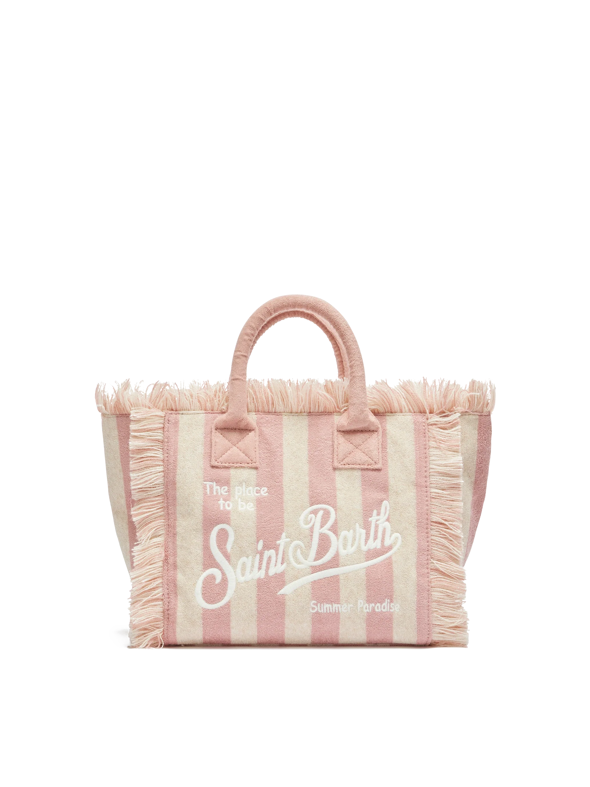 Colette Sponge light pink striped terry handbag