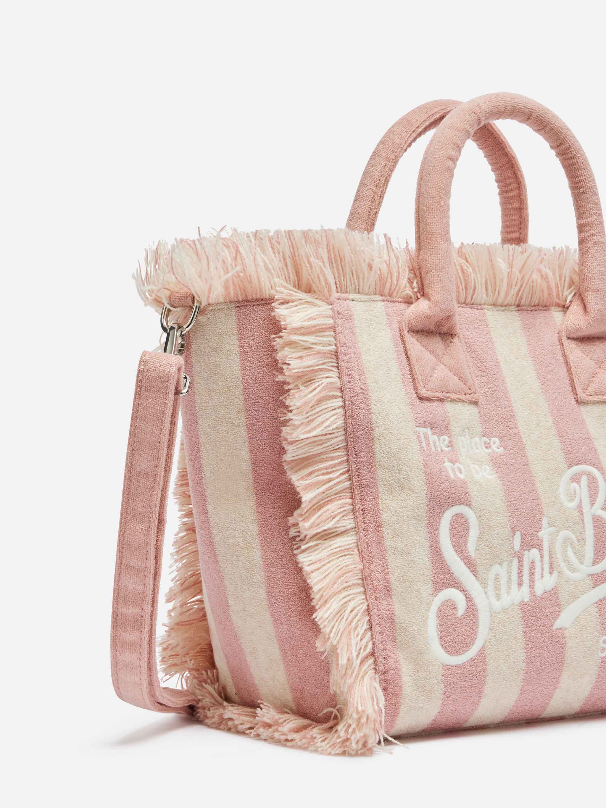 Colette Sponge light pink striped terry handbag - Image 3