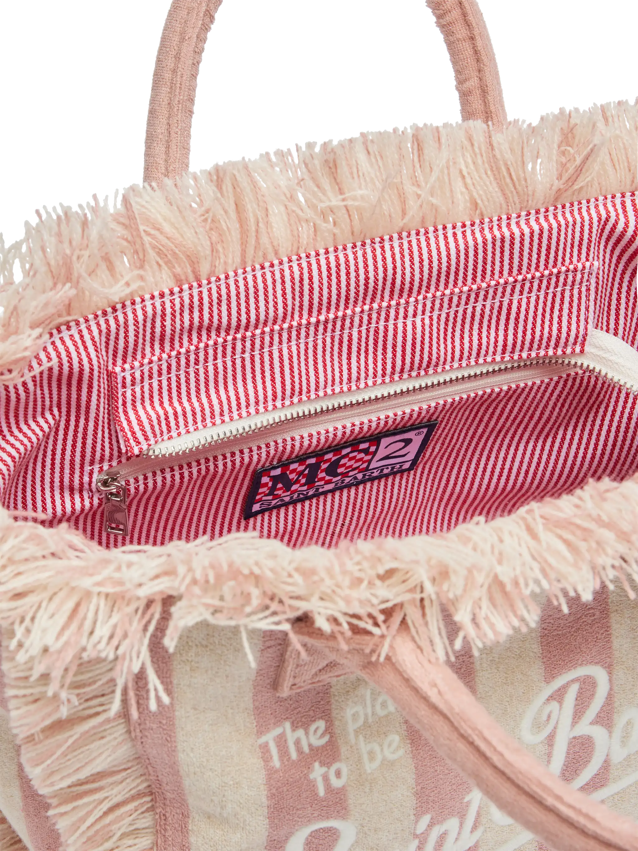 Colette Sponge light pink striped terry handbag - Image 6