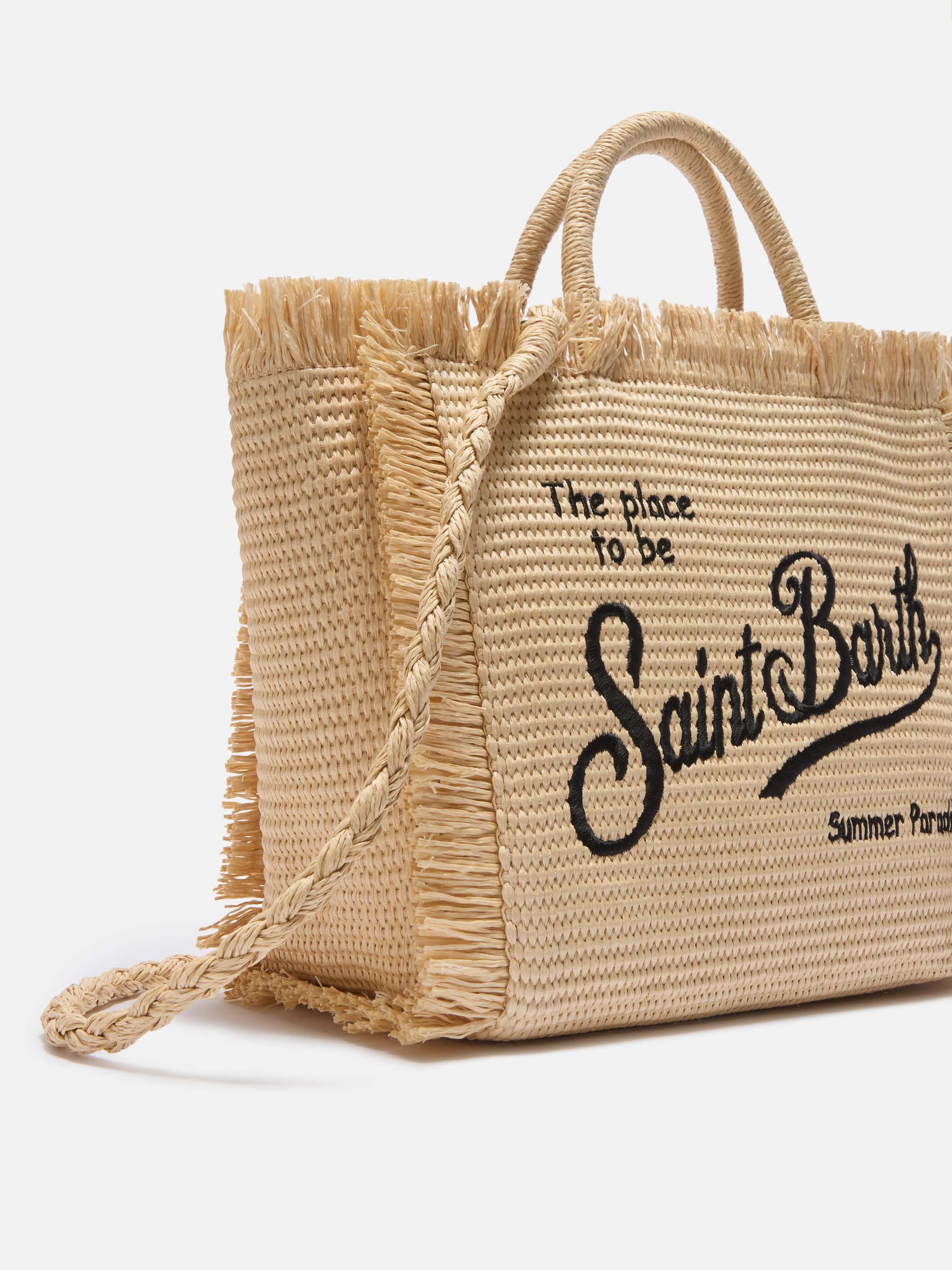 Colette straw effect bag with black embroidered logo - Image 3