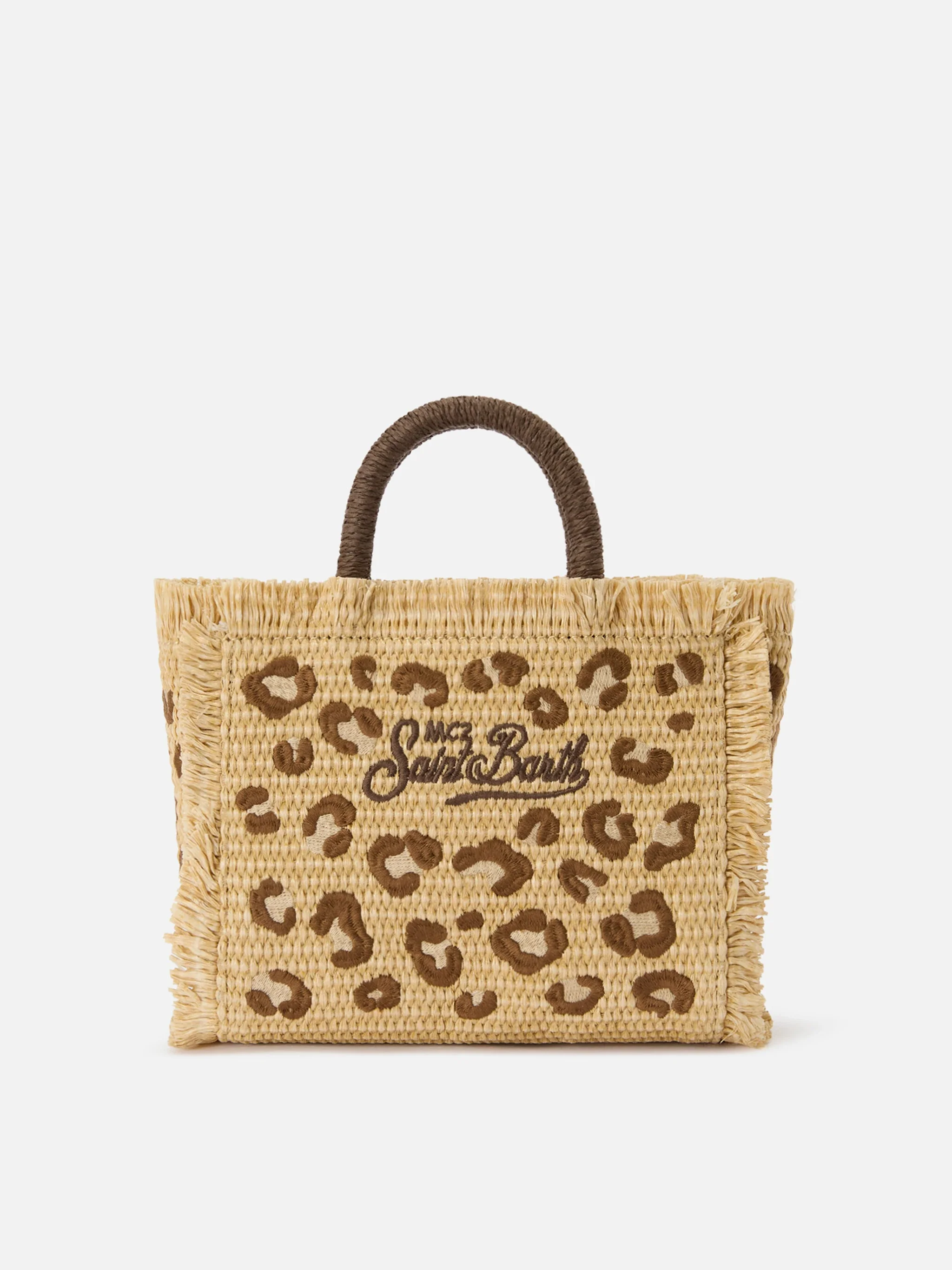 Colette straw effect bag with leopard embroidery - Image 3