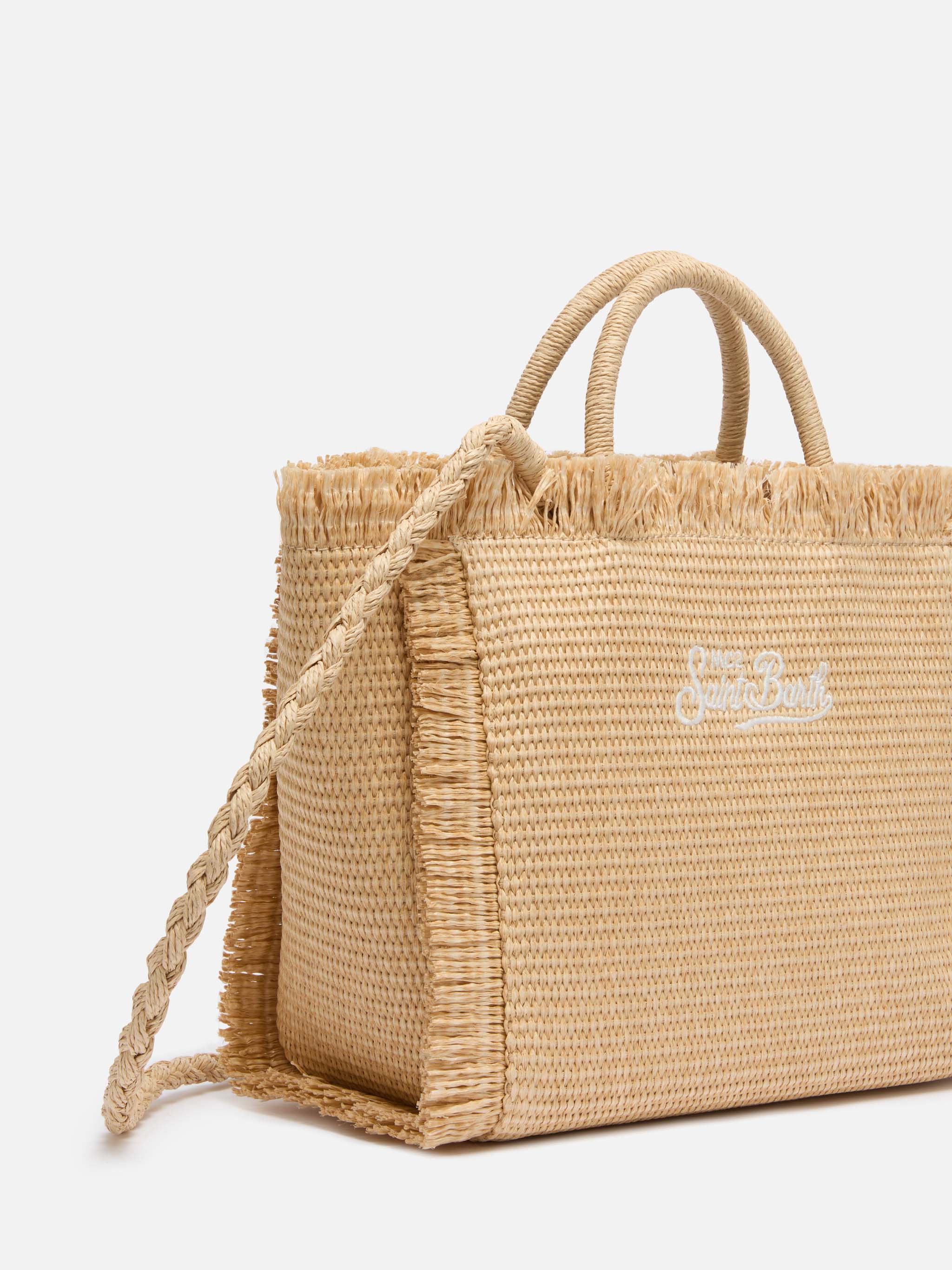 Colette Straw effect handbag with embroidered small logo - Image 3