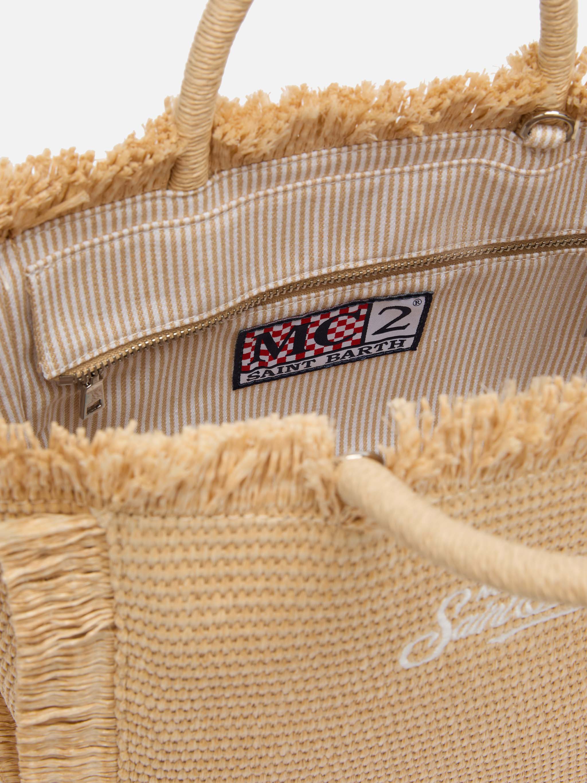 Colette Straw effect handbag with embroidered small logo - Image 6