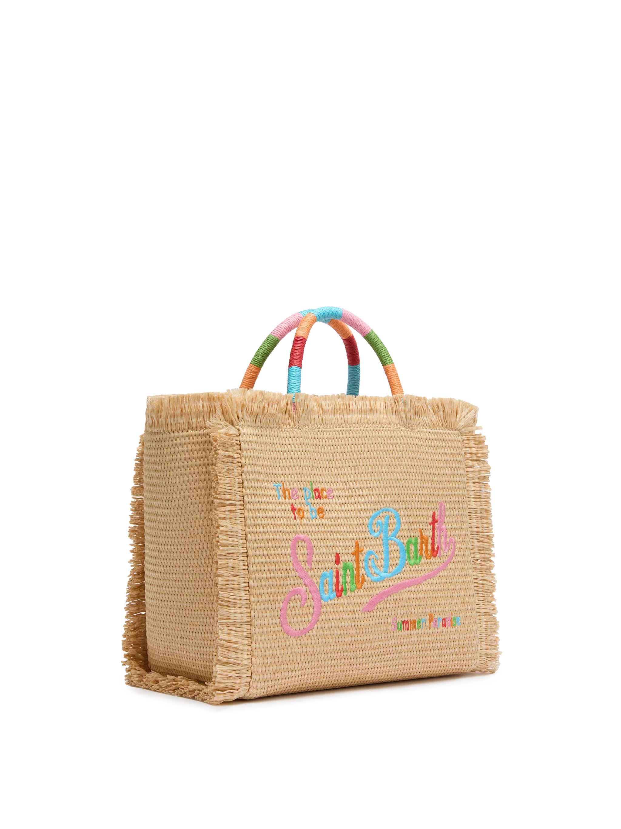 Colette Straw effect handbag with multicolor logo embroidery - Image 5