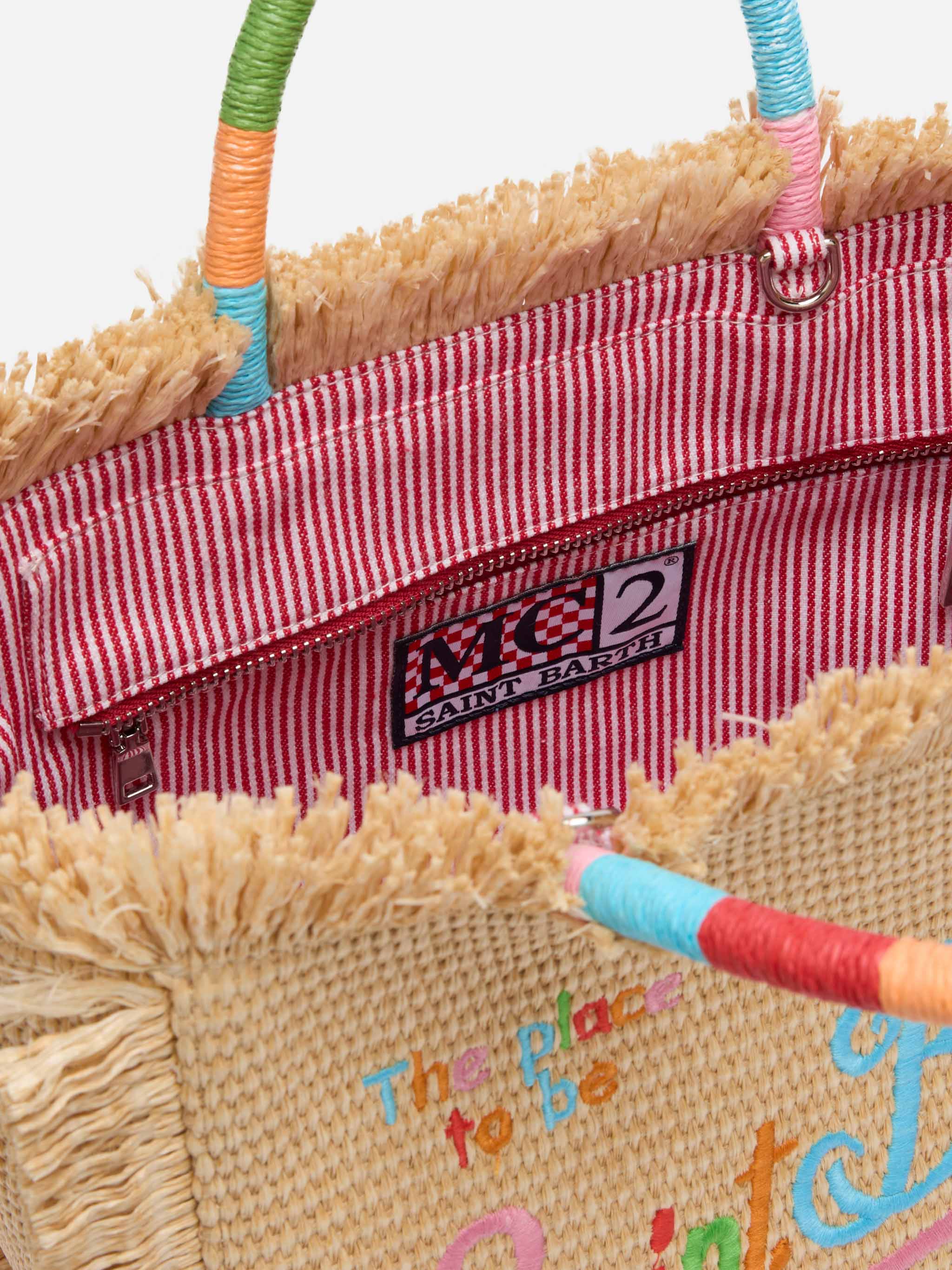Colette Straw effect handbag with multicolor logo embroidery - Image 6