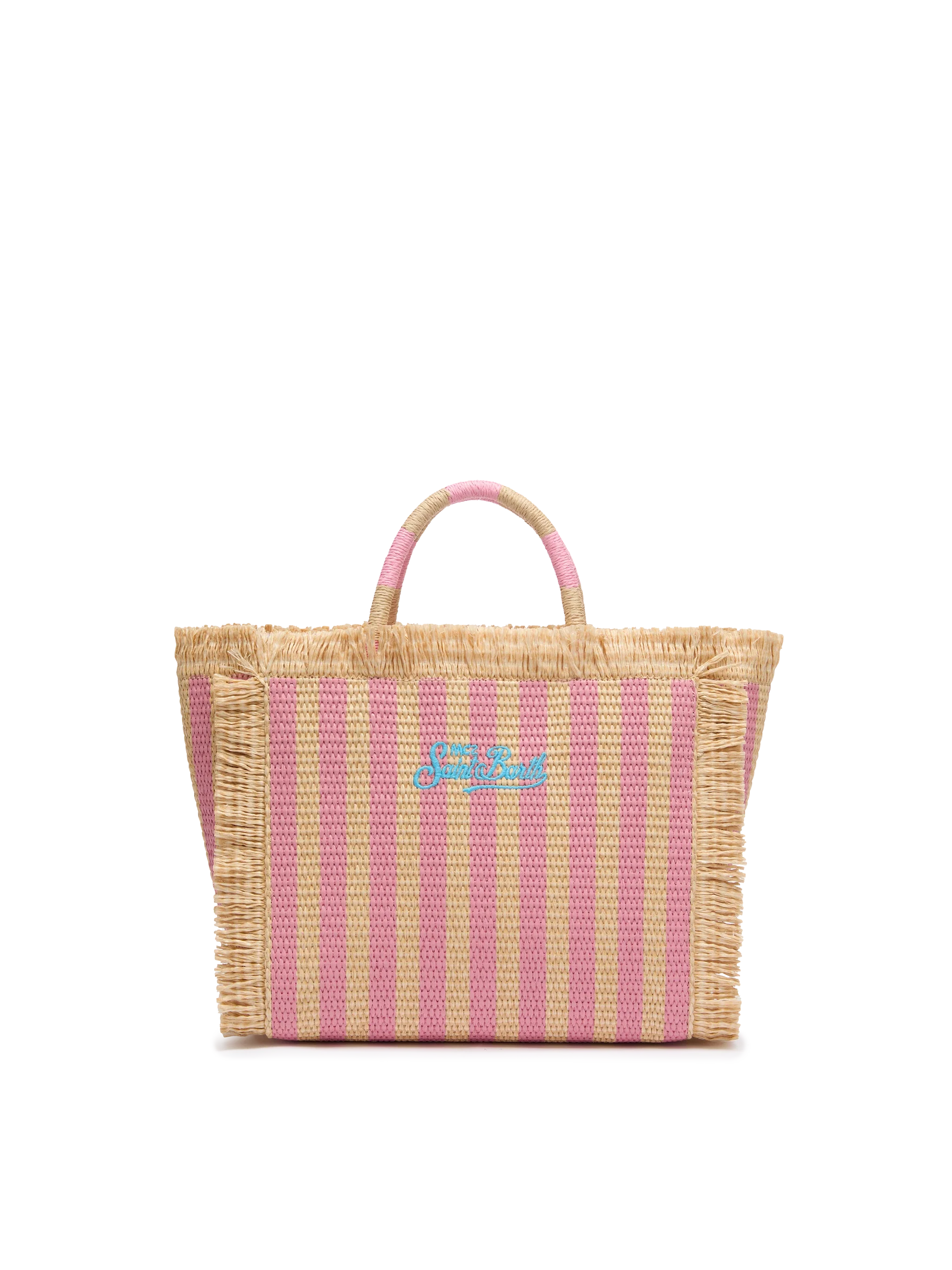 Colette Straw effect handbag with striped print - Image 5