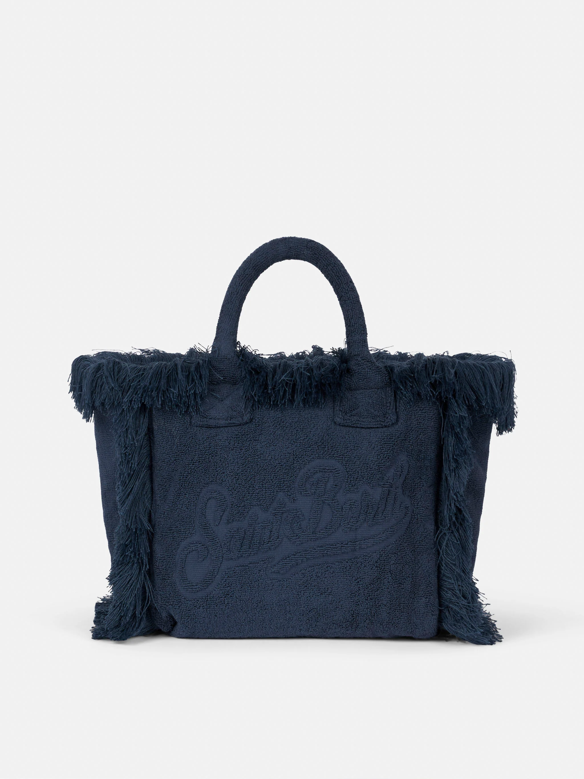 Colette Terry embossed navy blue handbag