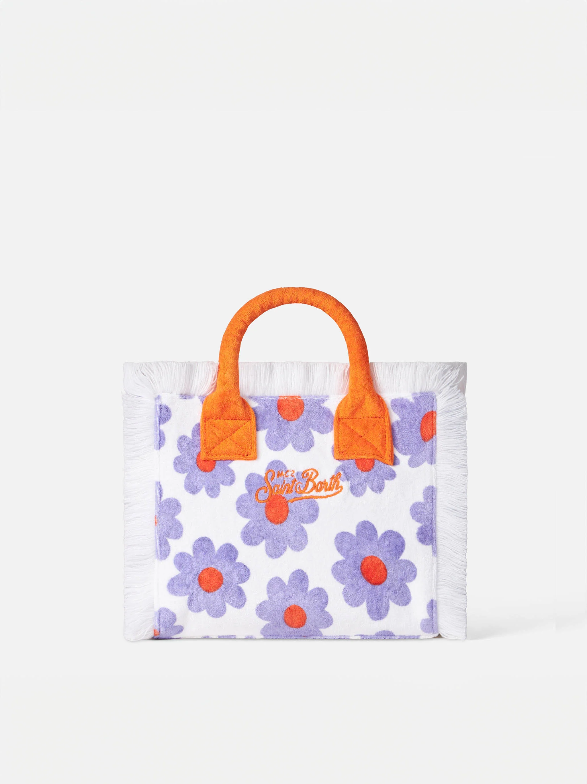 Colette terry handbag with violet and orange daisy print - Image 4