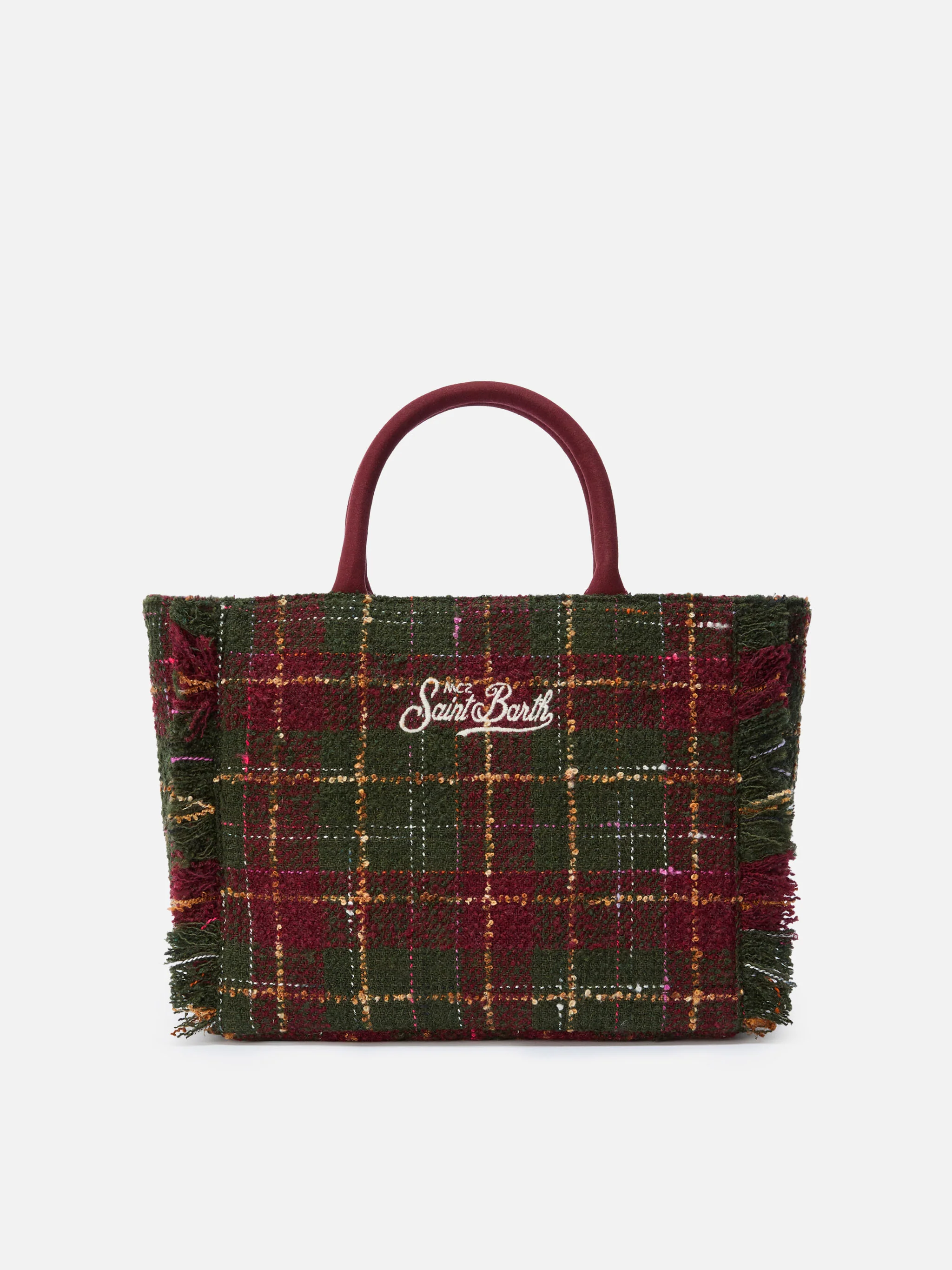 Colette Tweed Handbag in bordeaux check wool blend - Image 3