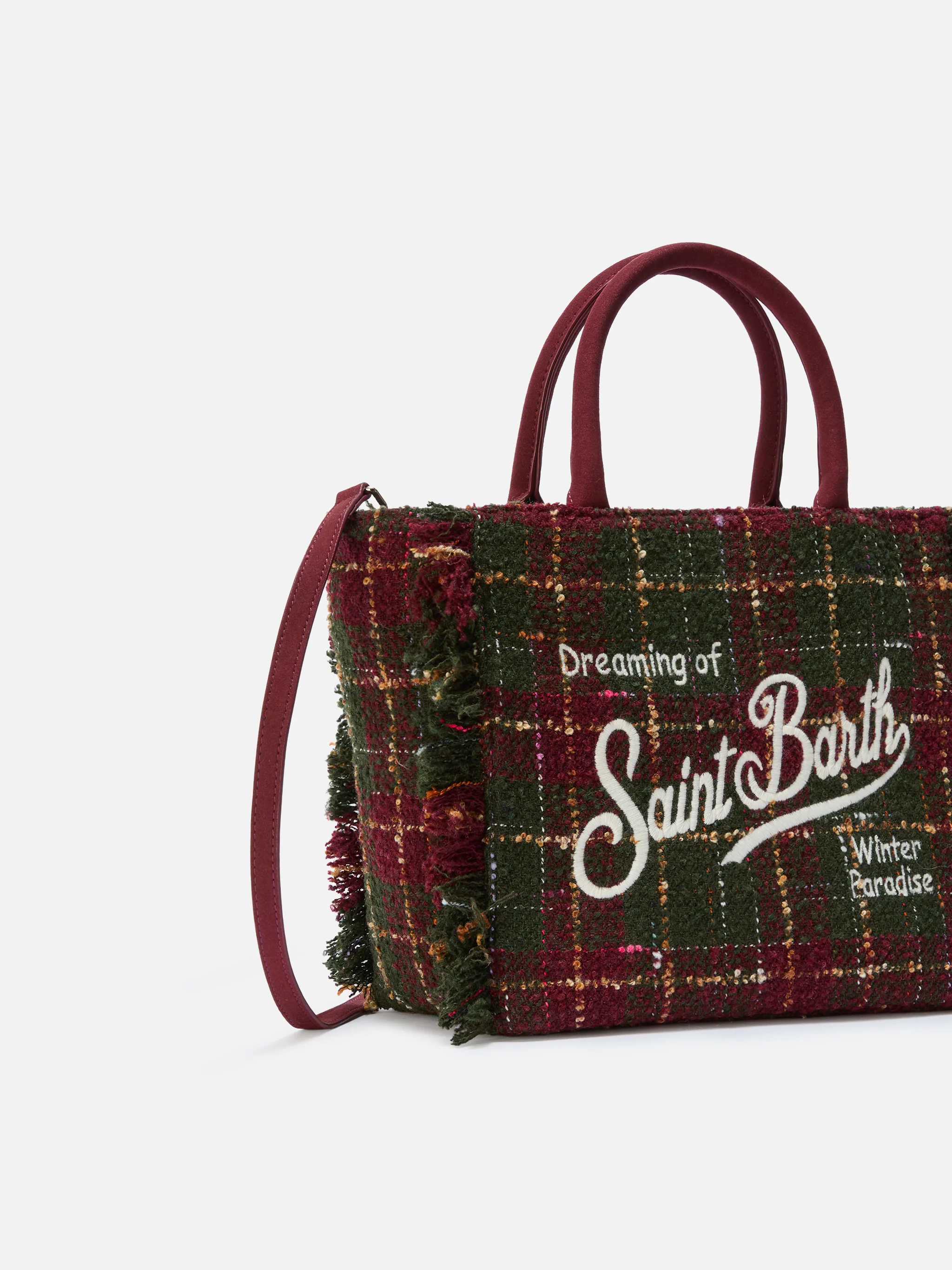Colette Tweed Handbag in bordeaux check wool blend - Image 4