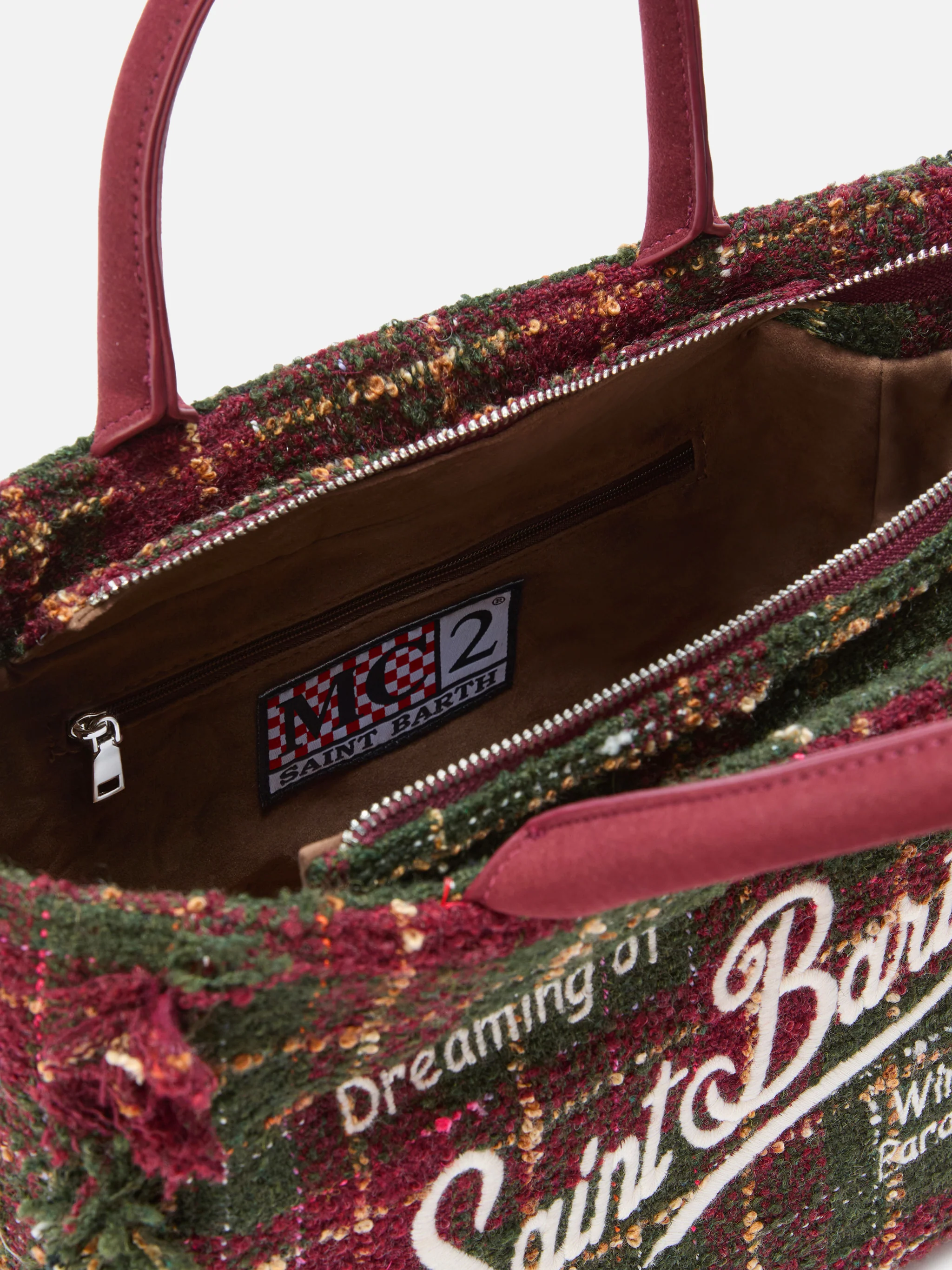 Colette Tweed Handbag in bordeaux check wool blend - Image 5