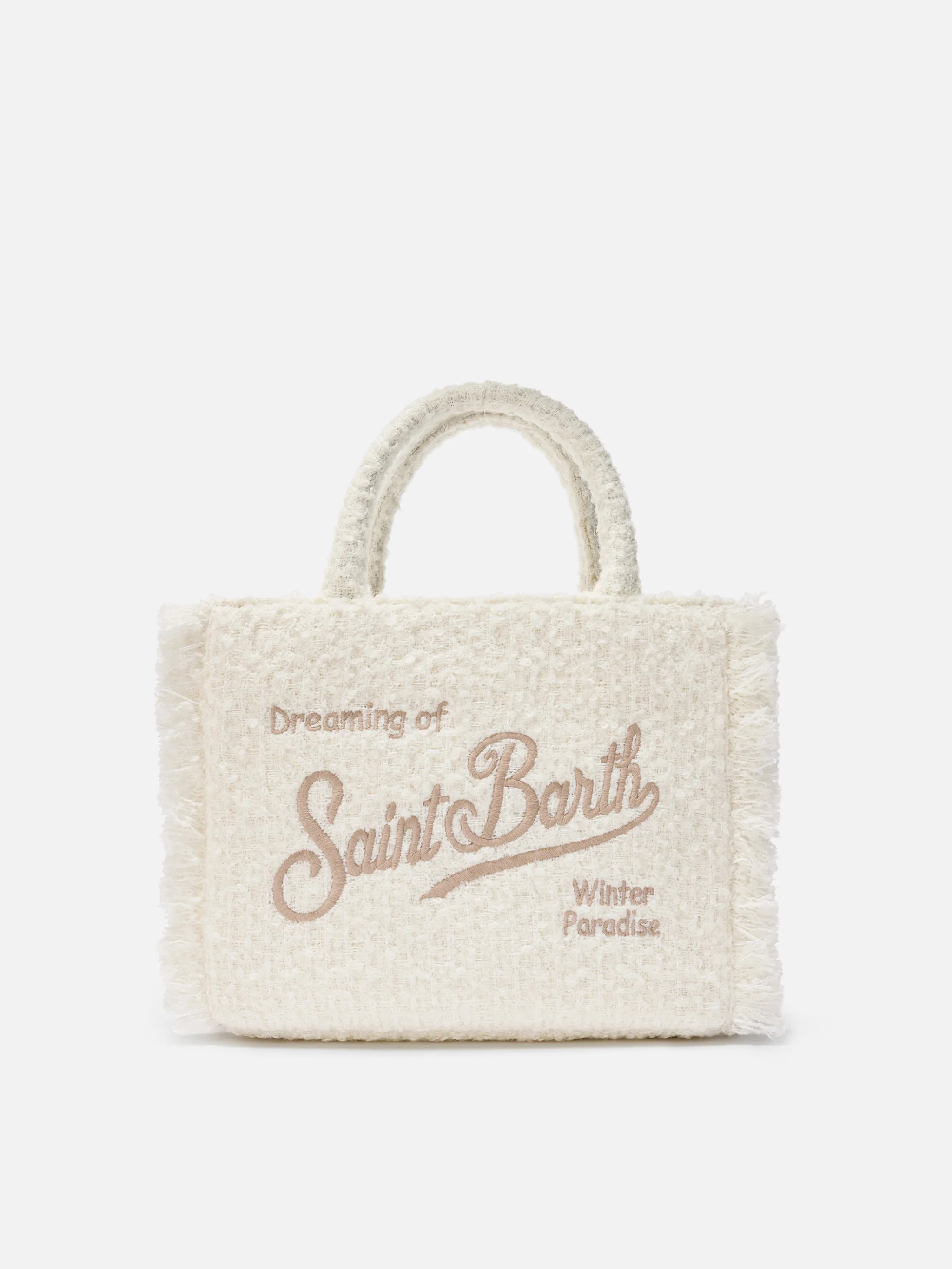 Colette Tweed Handbag in white wool blend